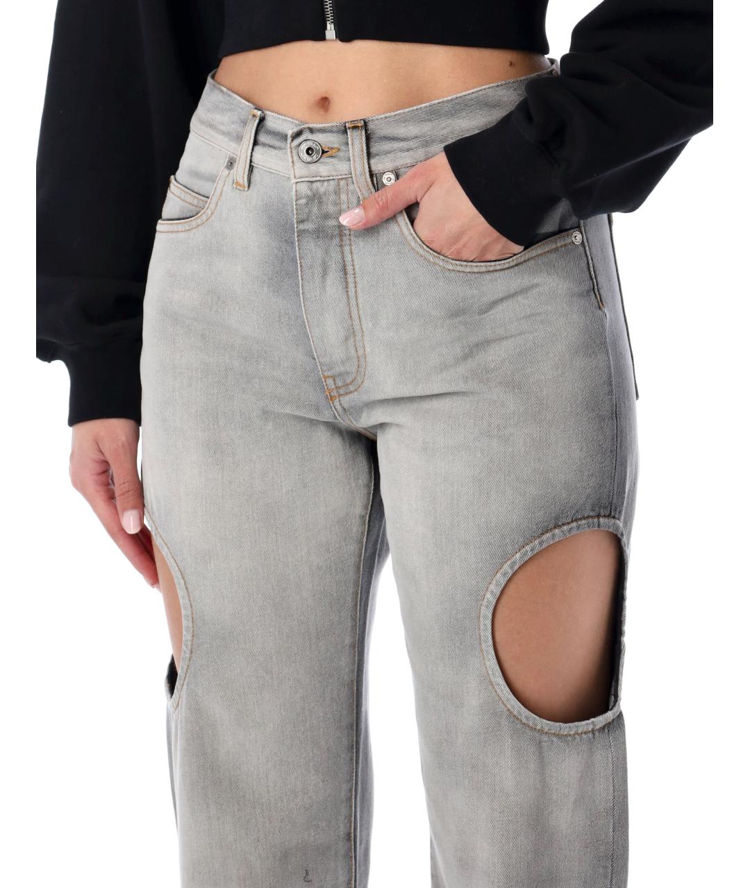 OFF-WHITE Серые хлопковые прямые джинсы, фото 3