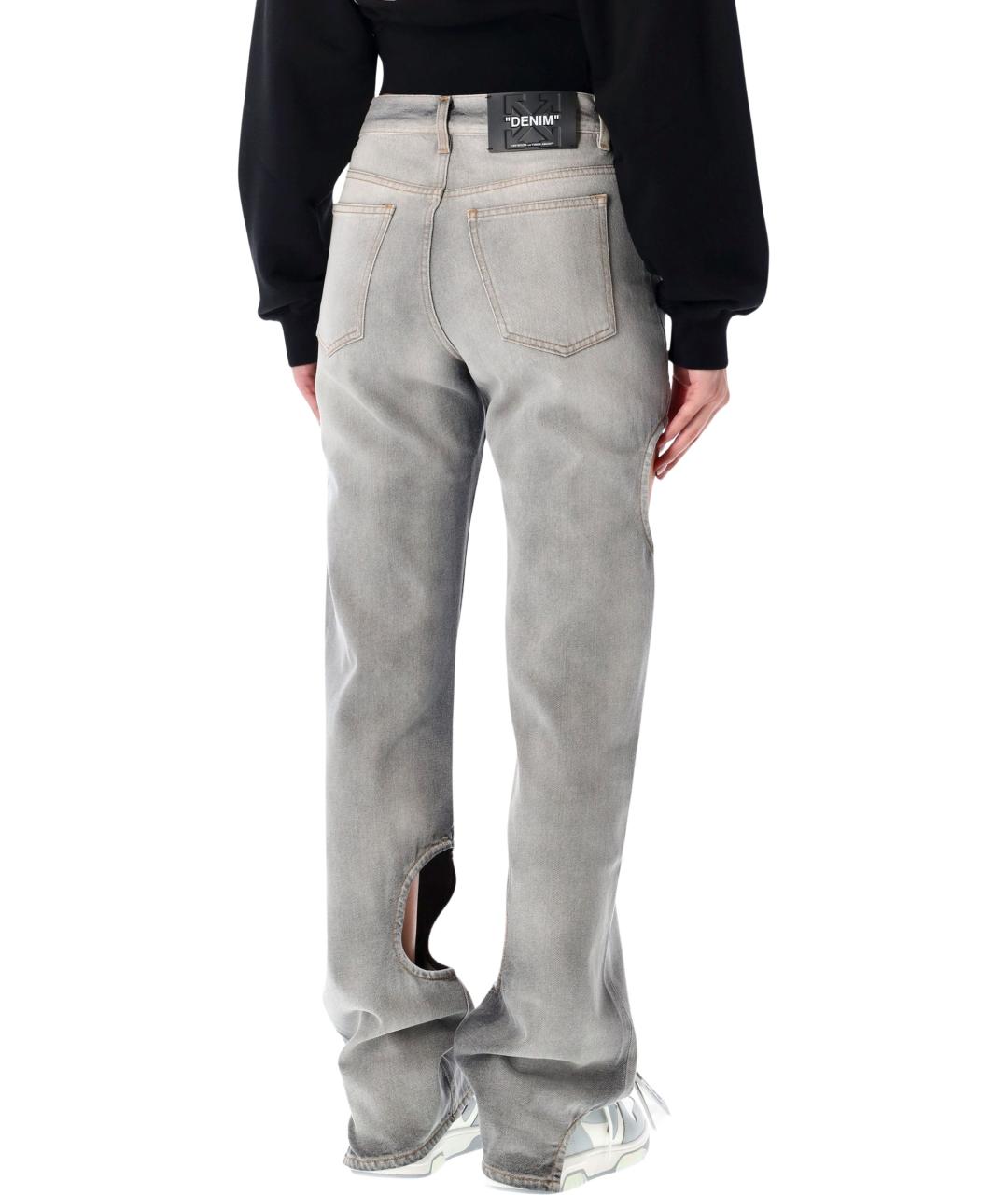 OFF-WHITE Серые хлопковые прямые джинсы, фото 2