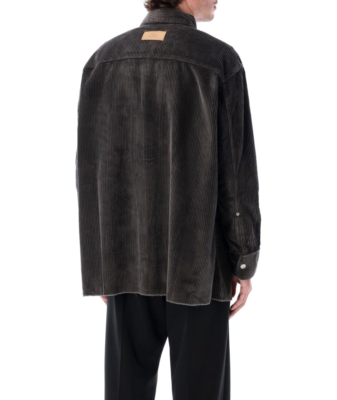 Ami Paris Серая хлопковая кэжуал рубашка, фото 3