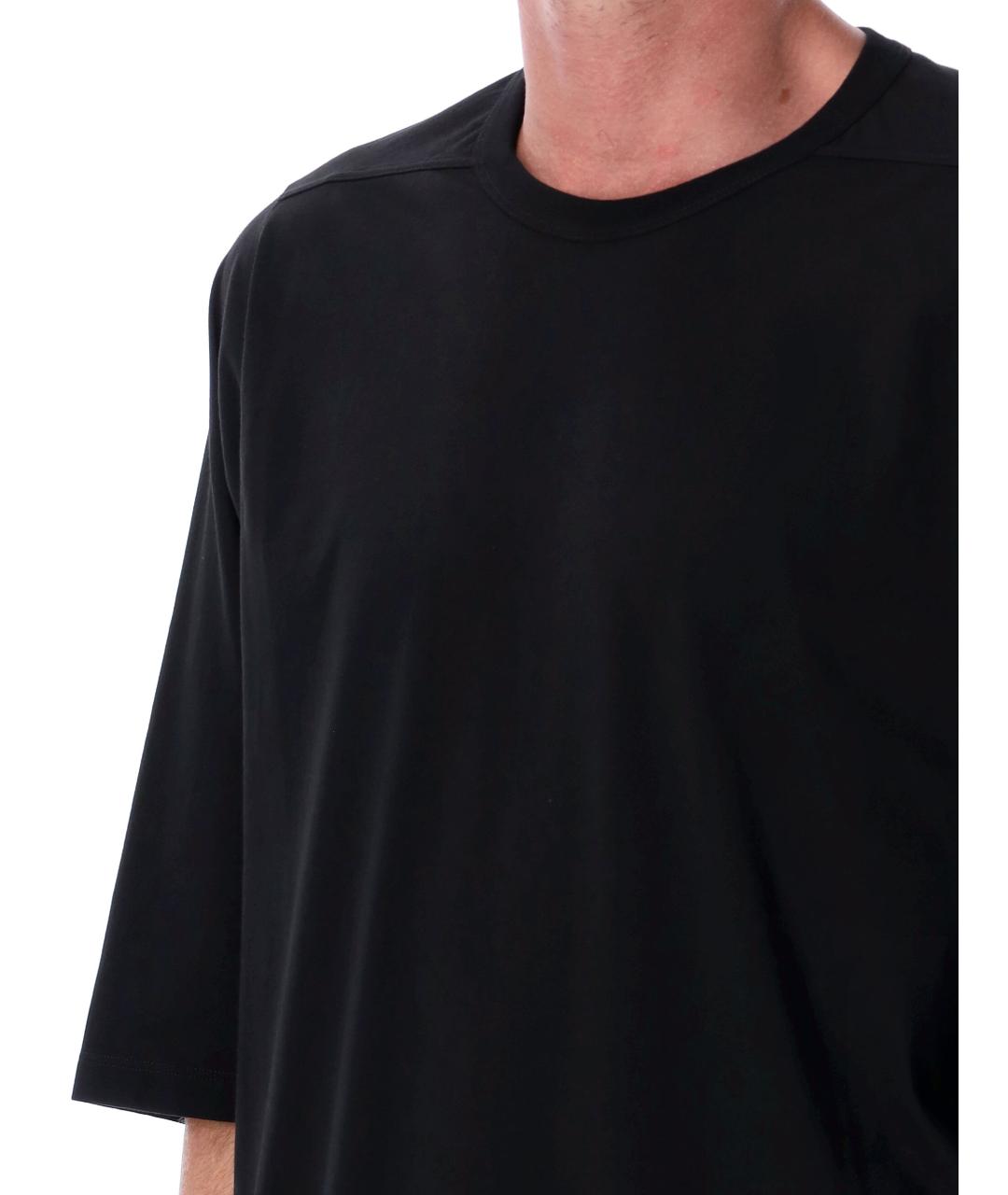 RICK OWENS Черная хлопковая футболка, фото 4