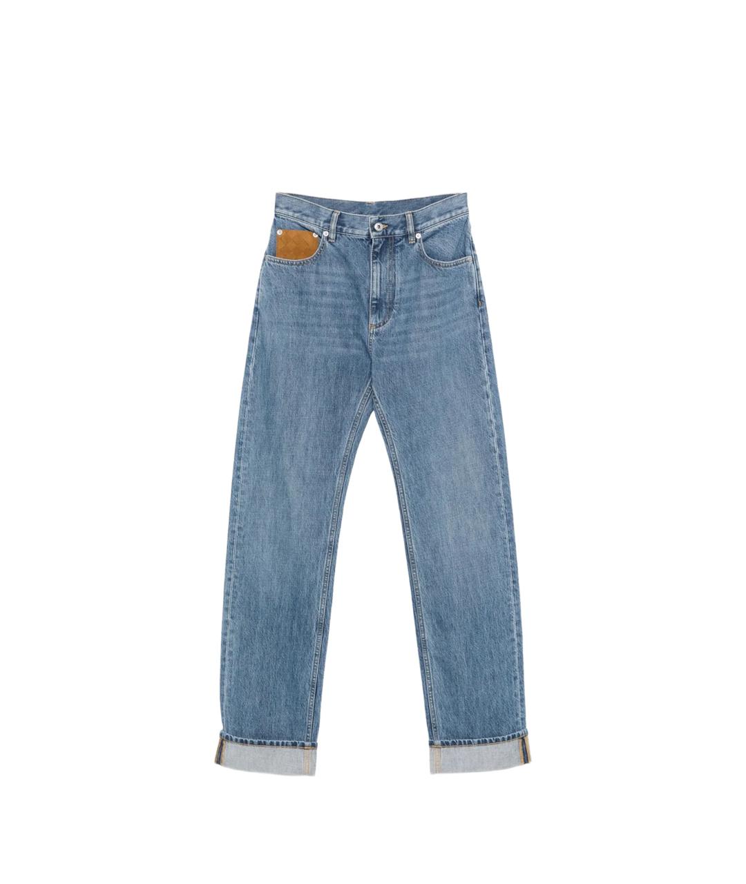 BOTTEGA VENETA Голубые хлопковые прямые джинсы, фото 1