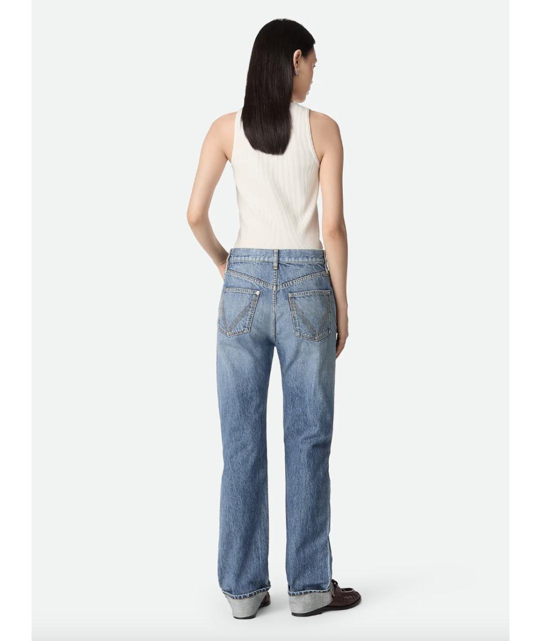 BOTTEGA VENETA Голубые хлопковые прямые джинсы, фото 4