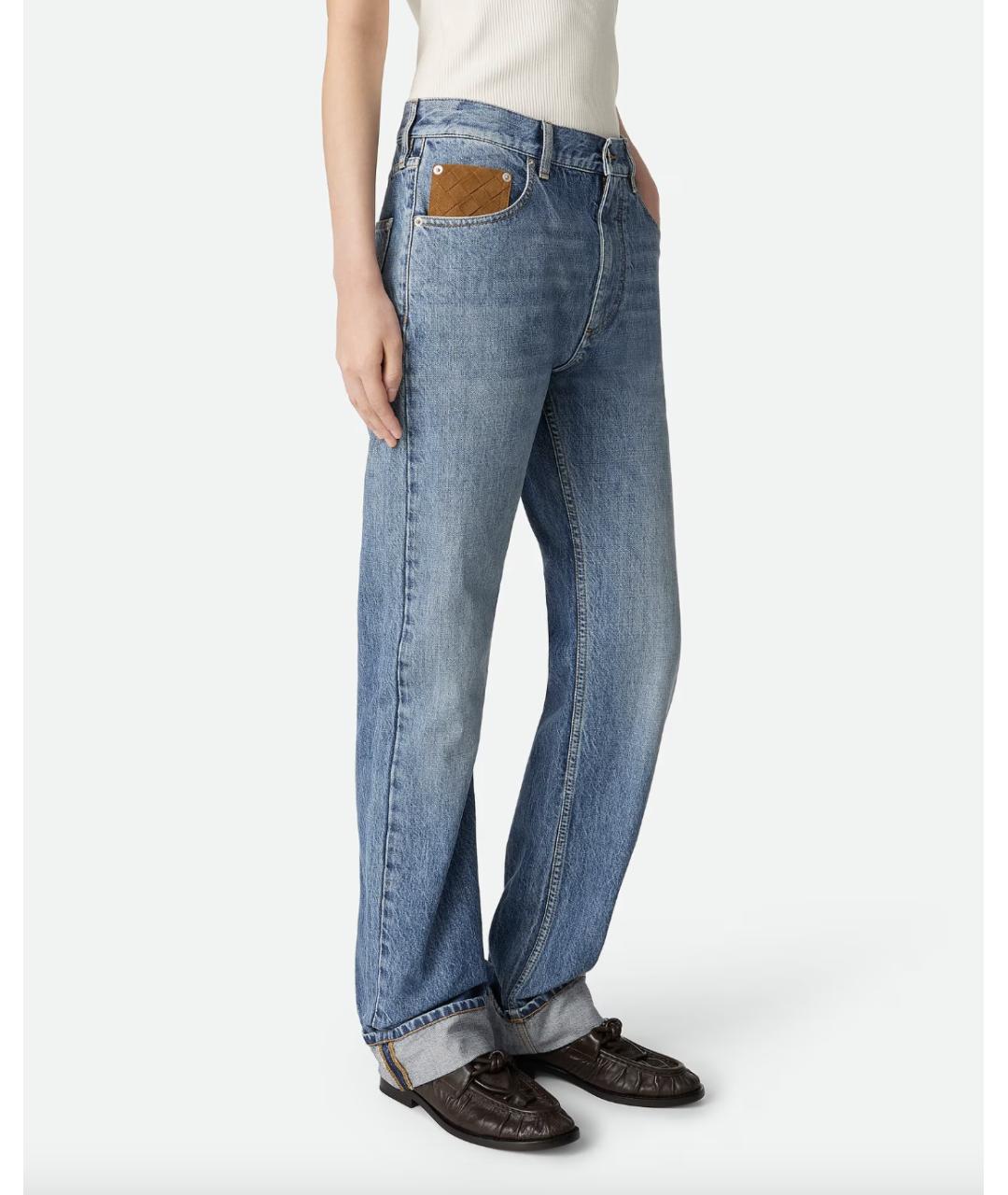 BOTTEGA VENETA Голубые хлопковые прямые джинсы, фото 3