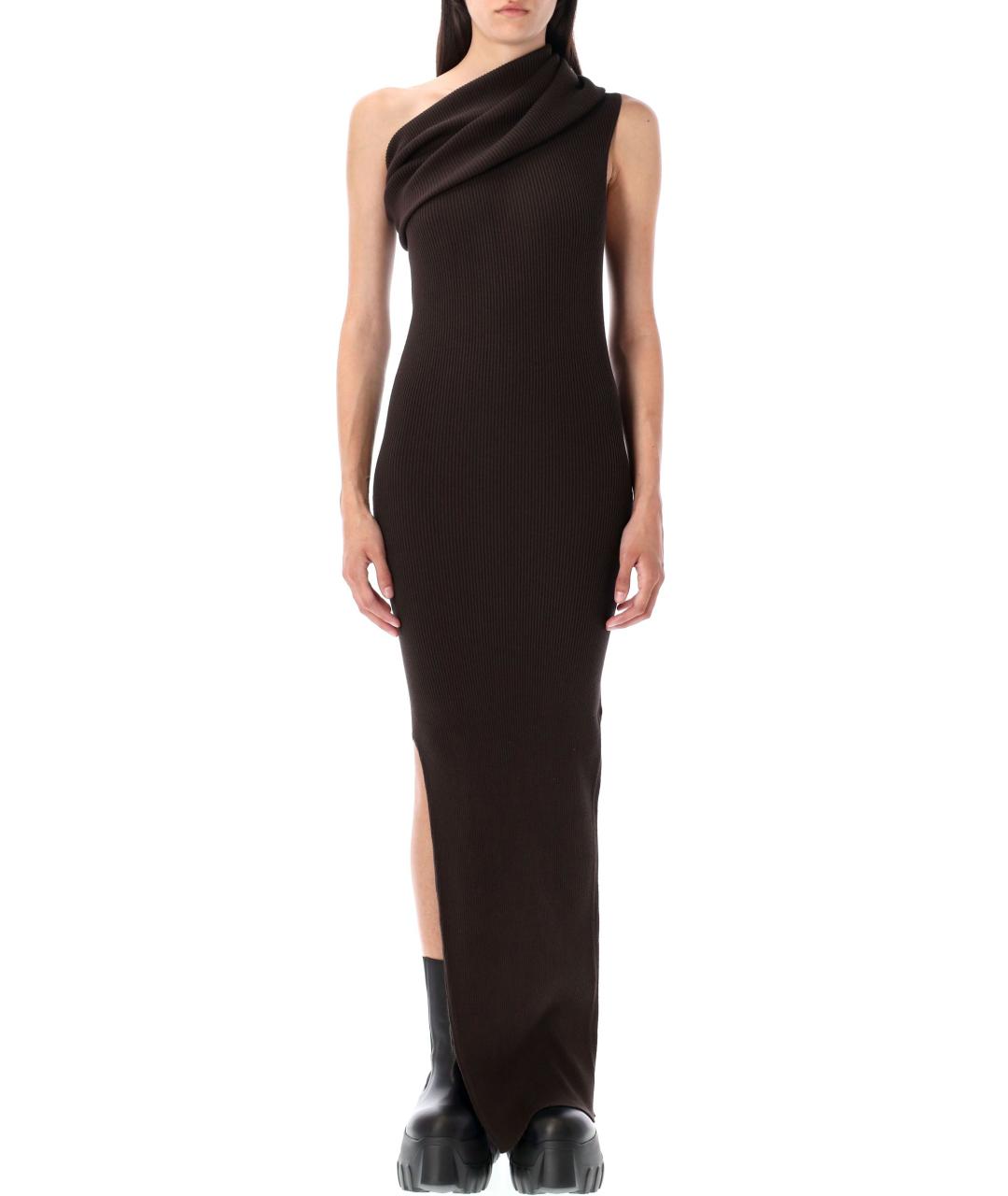 RICK OWENS Коричневое вискозное платье, фото 2