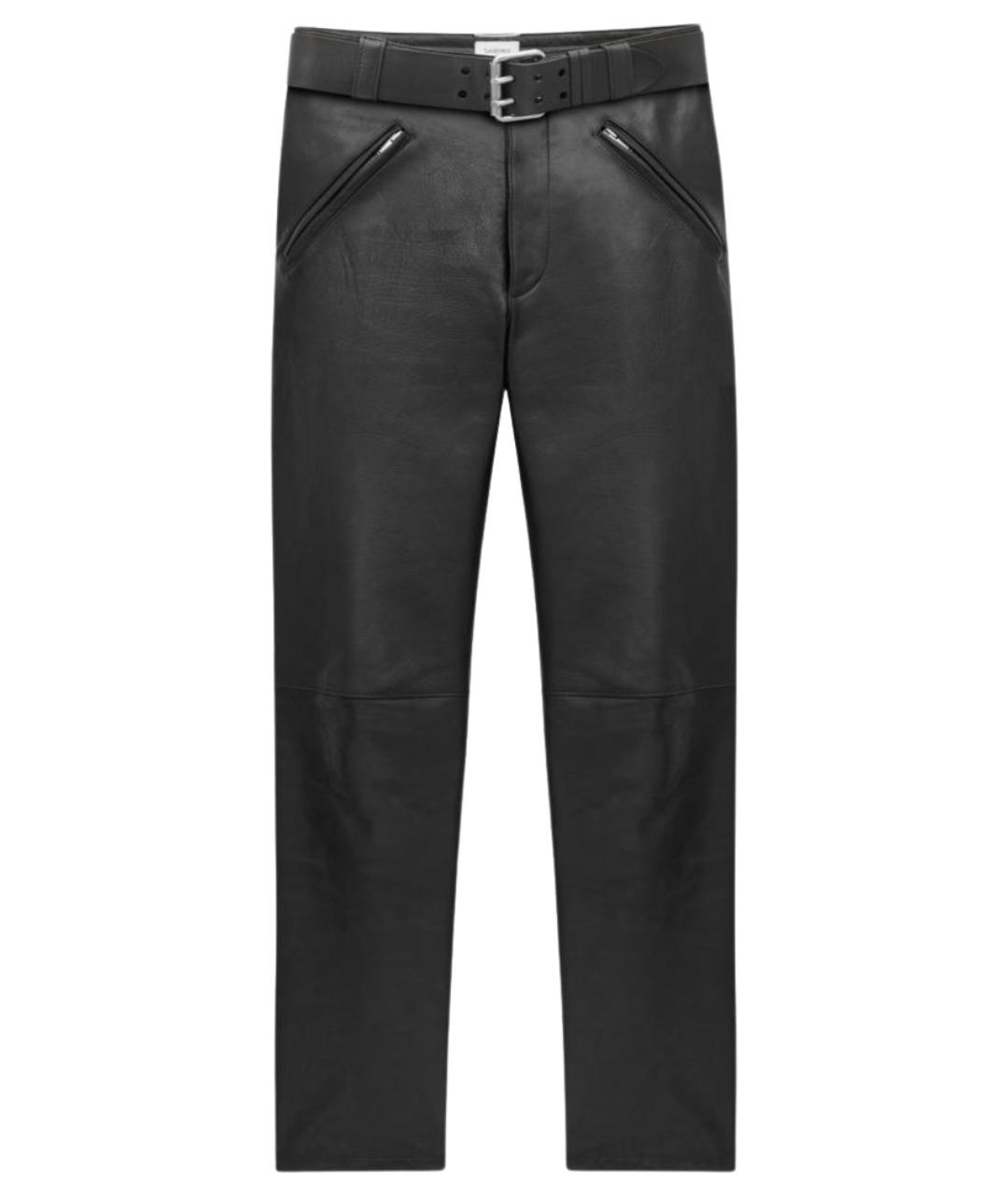SAINT LAURENT Черные кожаные повседневные брюки, фото 1
