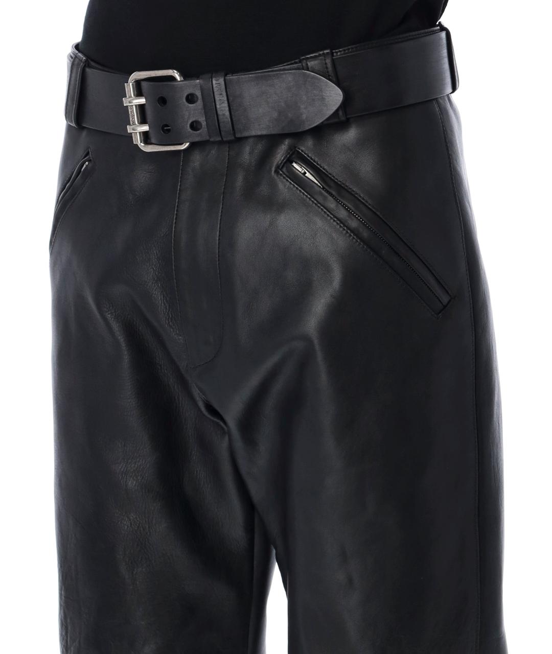 SAINT LAURENT Черные кожаные повседневные брюки, фото 4