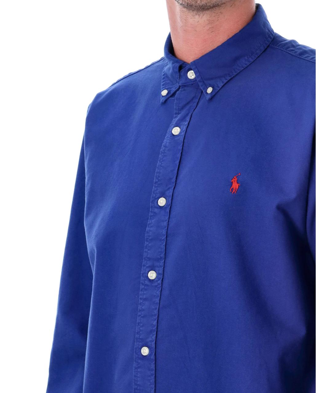 POLO RALPH LAUREN Синяя хлопковая кэжуал рубашка, фото 4