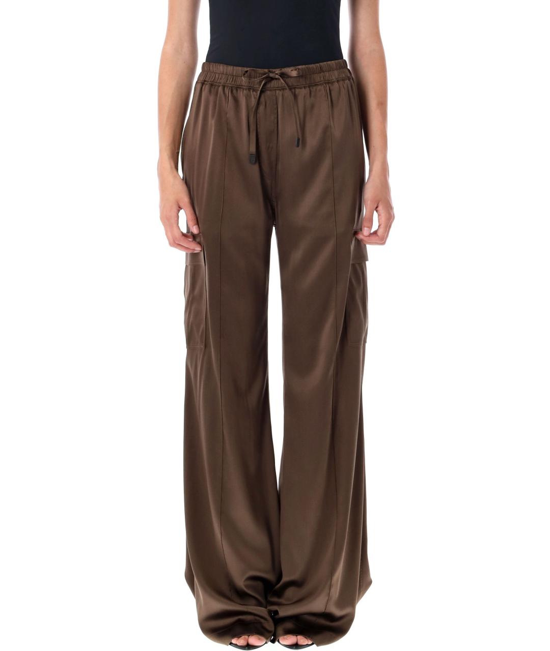 TOM FORD Коричневые шелковые прямые брюки, фото 4