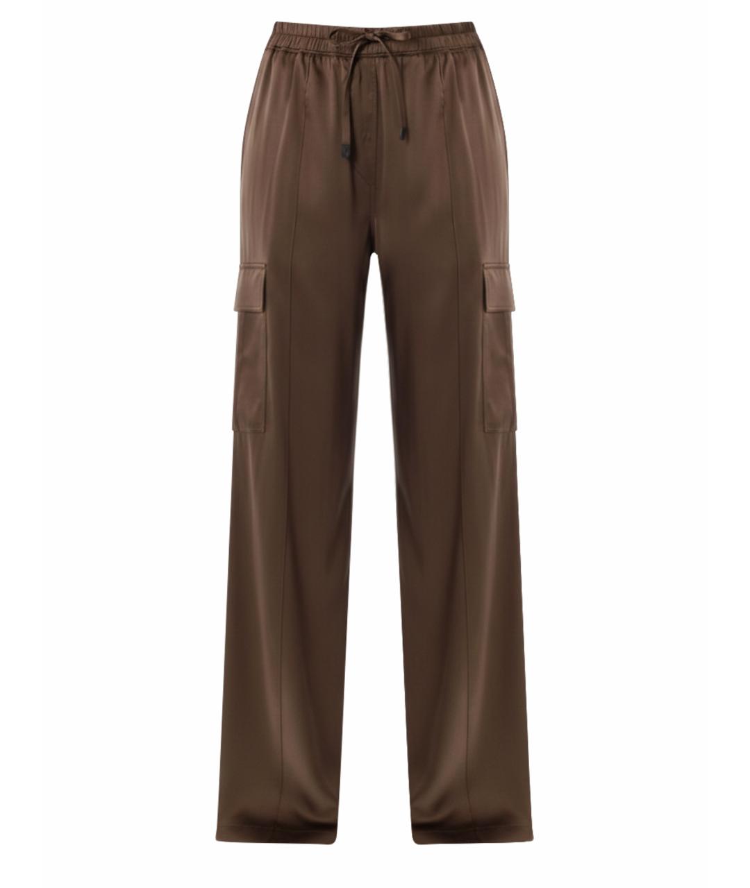 TOM FORD Коричневые шелковые прямые брюки, фото 1