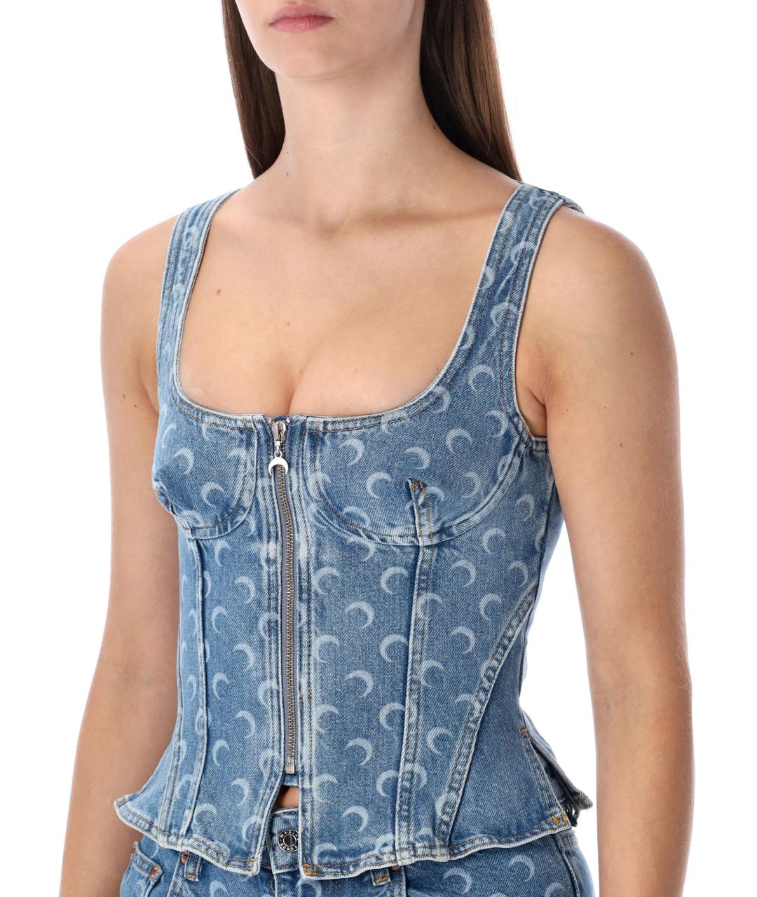 MARINE SERRE Синяя хлопковая майка, фото 4