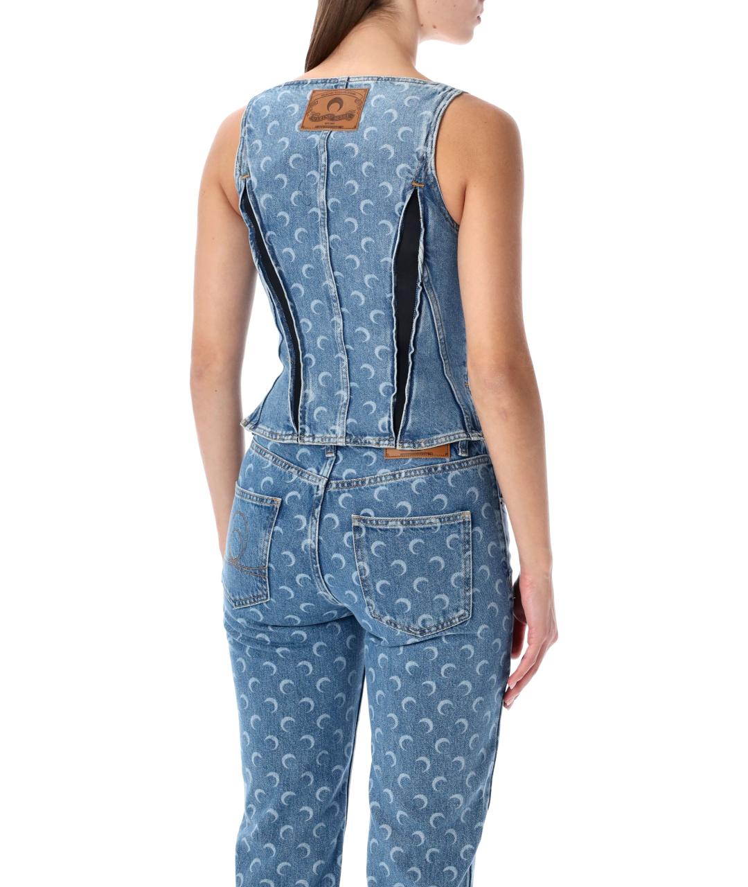 MARINE SERRE Синяя хлопковая майка, фото 3