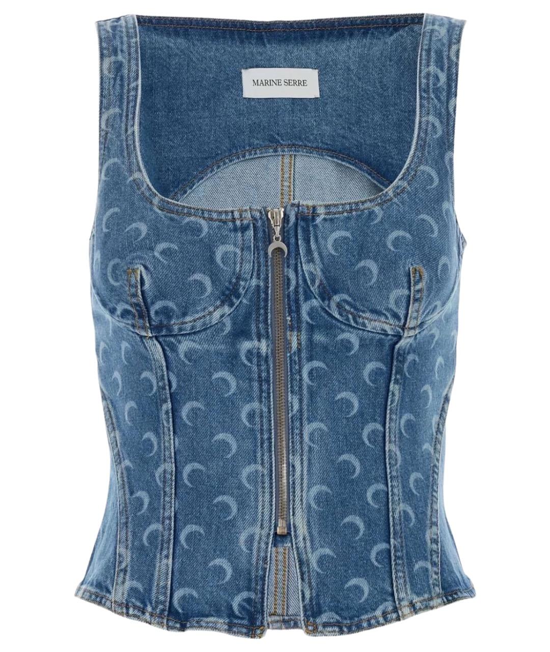 MARINE SERRE Синяя хлопковая майка, фото 1