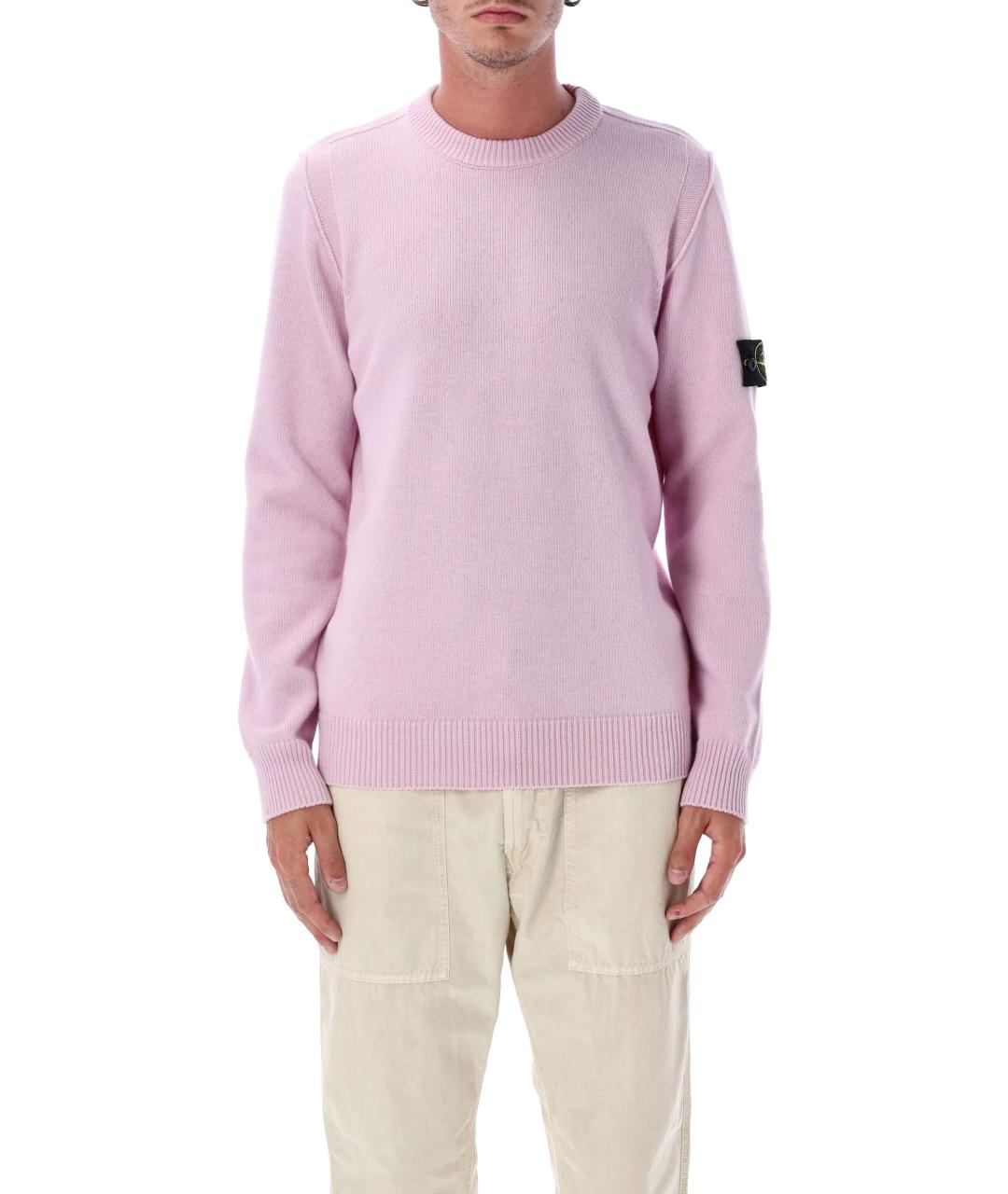 STONE ISLAND Розовый шерстяной джемпер / свитер, фото 2