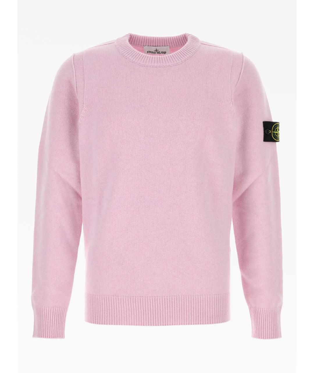 STONE ISLAND Розовый шерстяной джемпер / свитер, фото 1