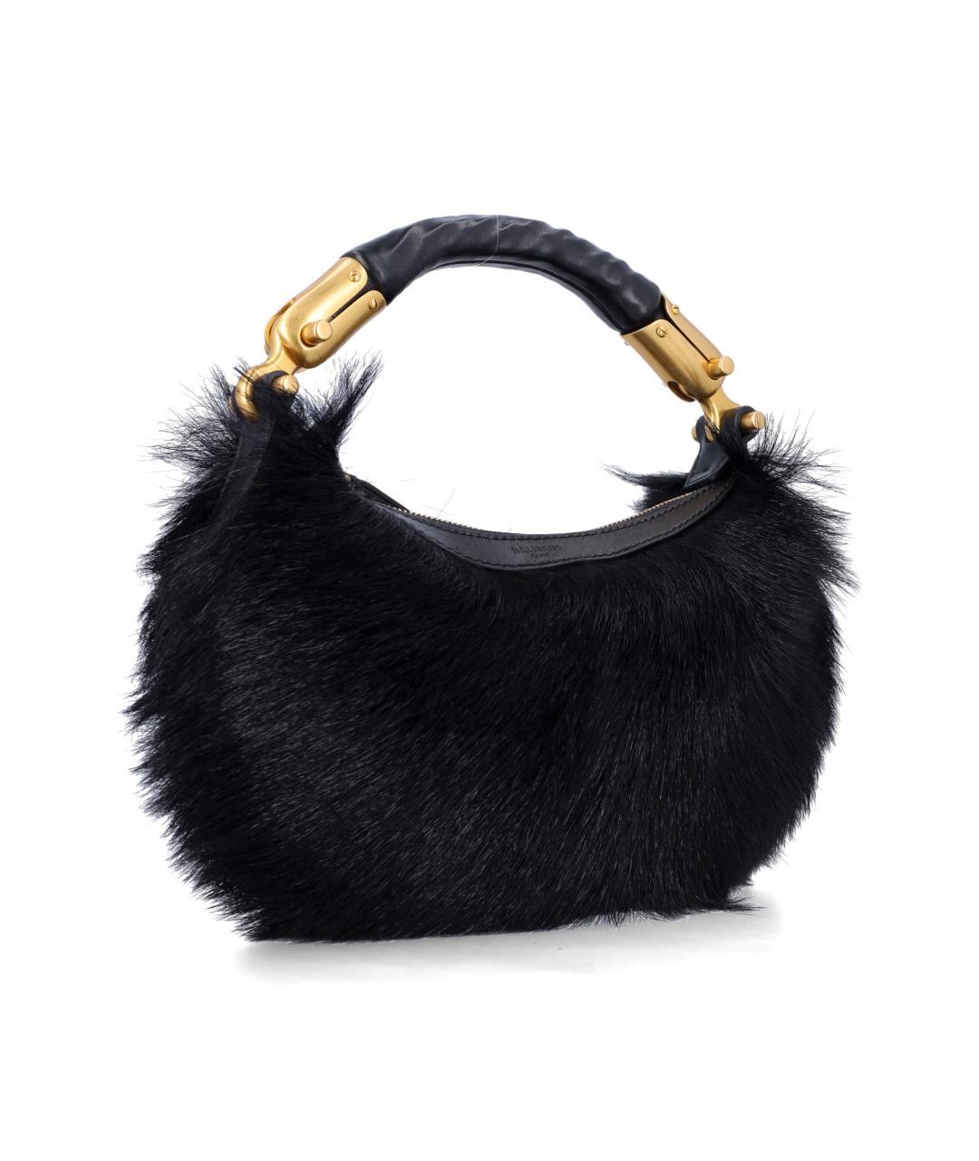 BALMAIN Черная меховая сумка с короткими ручками, фото 2