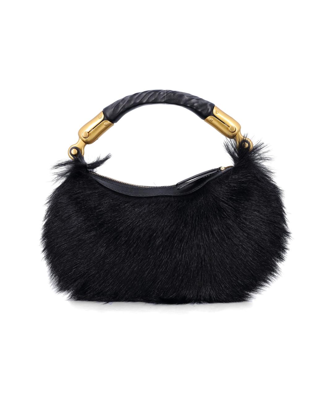 BALMAIN Черная меховая сумка с короткими ручками, фото 3