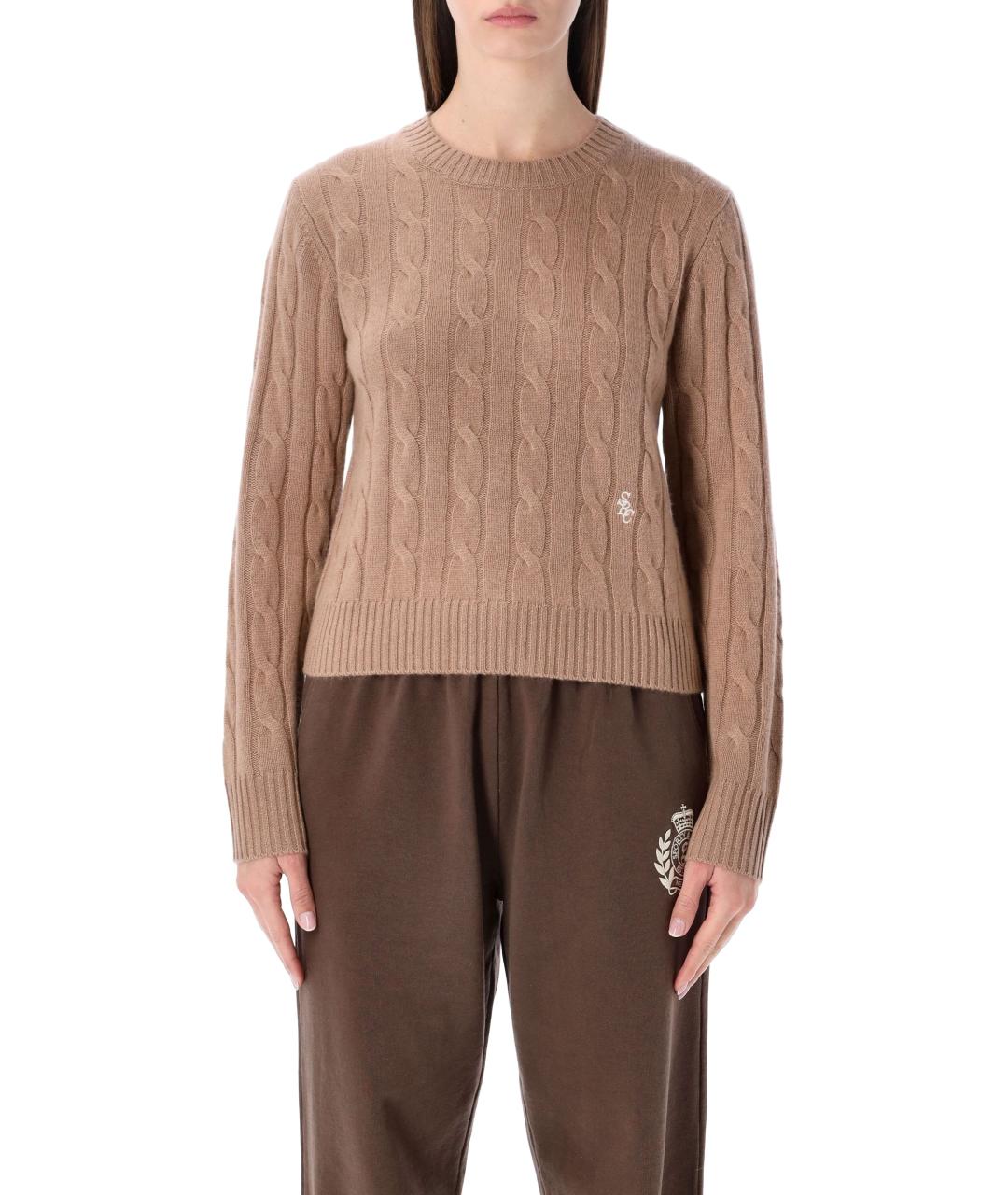 SPORTY AND RICH Коричневый кашемировый джемпер / свитер, фото 4