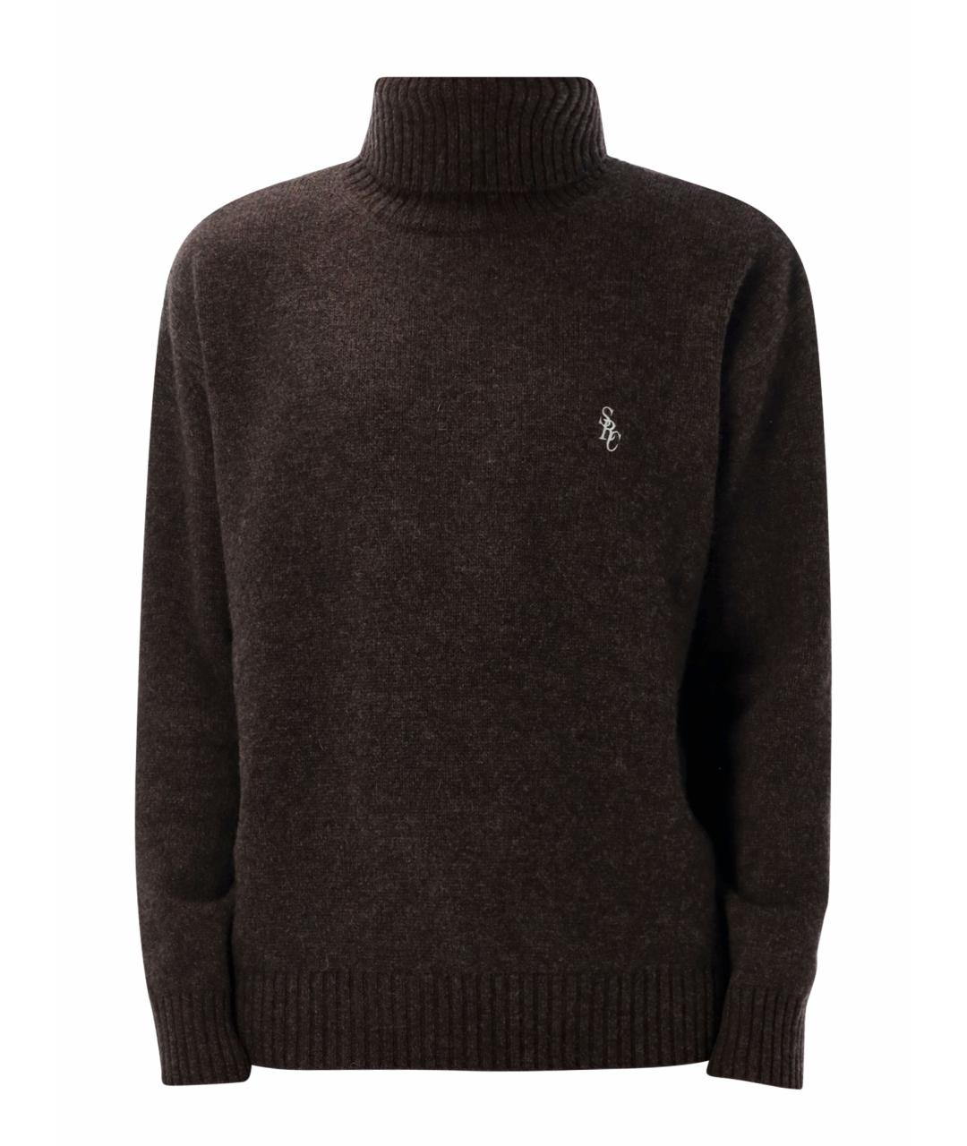 SPORTY AND RICH Коричневый шерстяной джемпер / свитер, фото 1