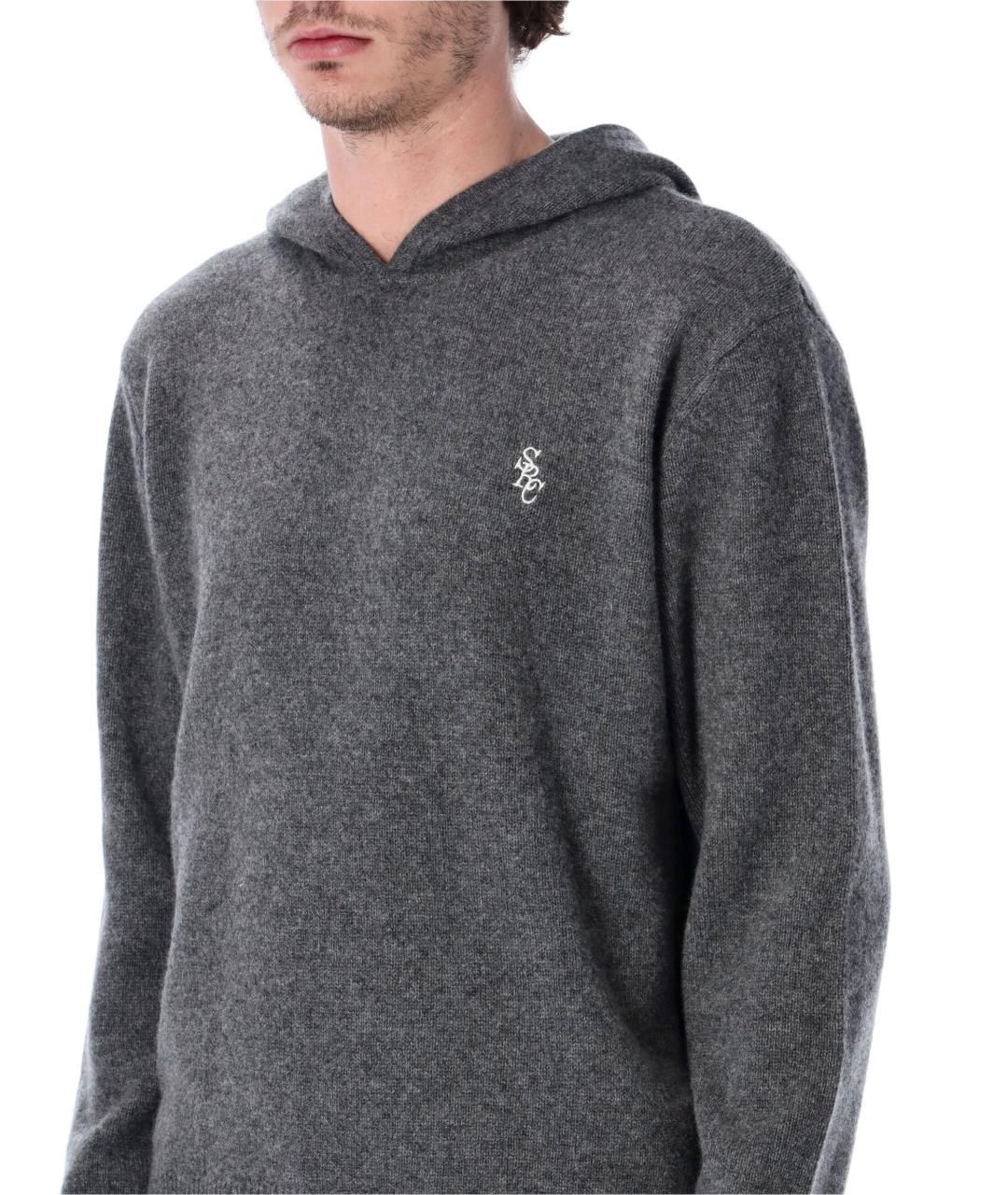 SPORTY AND RICH Серый кашемировый джемпер / свитер, фото 3