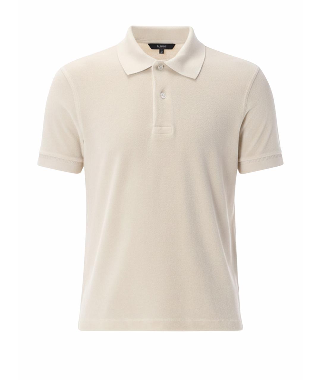 TOM FORD Бежевое хлопковое поло с коротким рукавом, фото 1