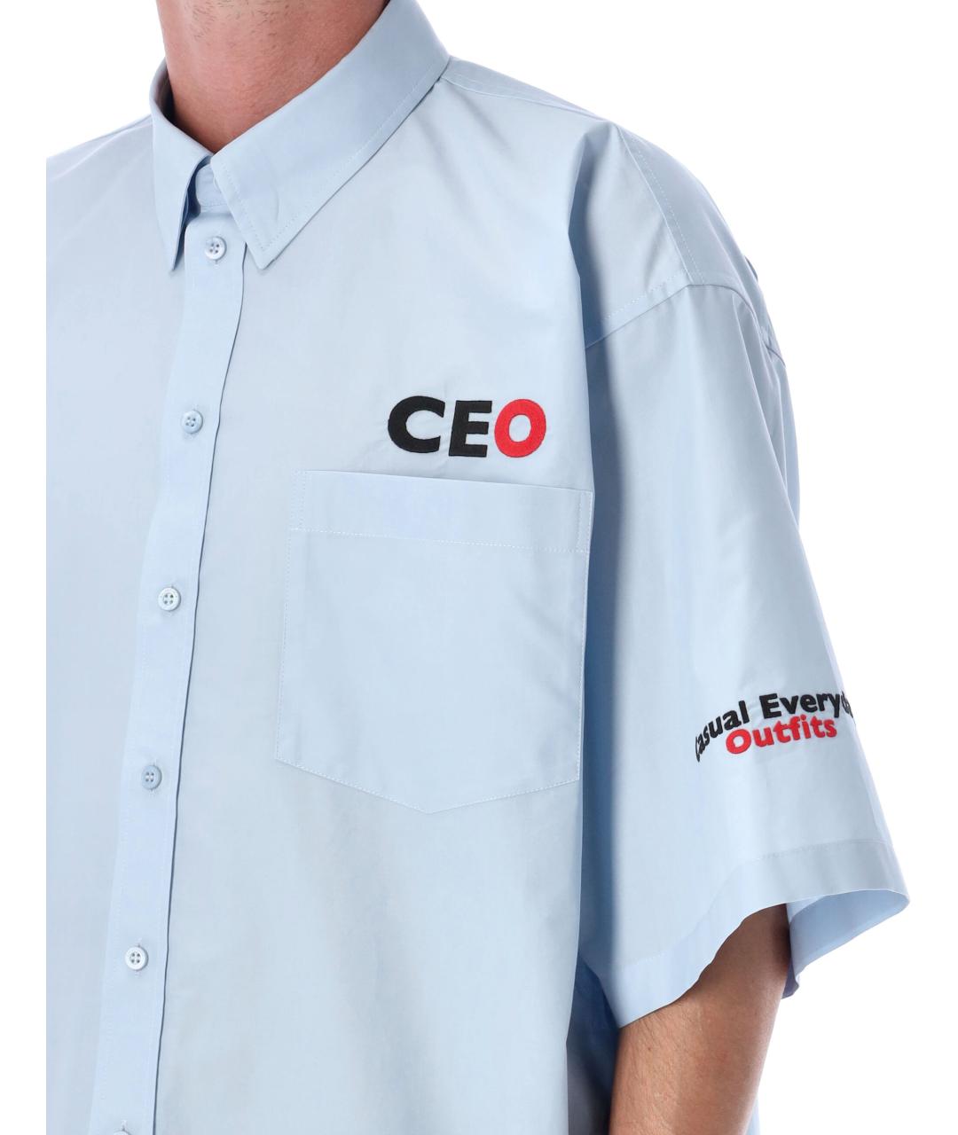 BALENCIAGA Голубая хлопковая кэжуал рубашка, фото 4