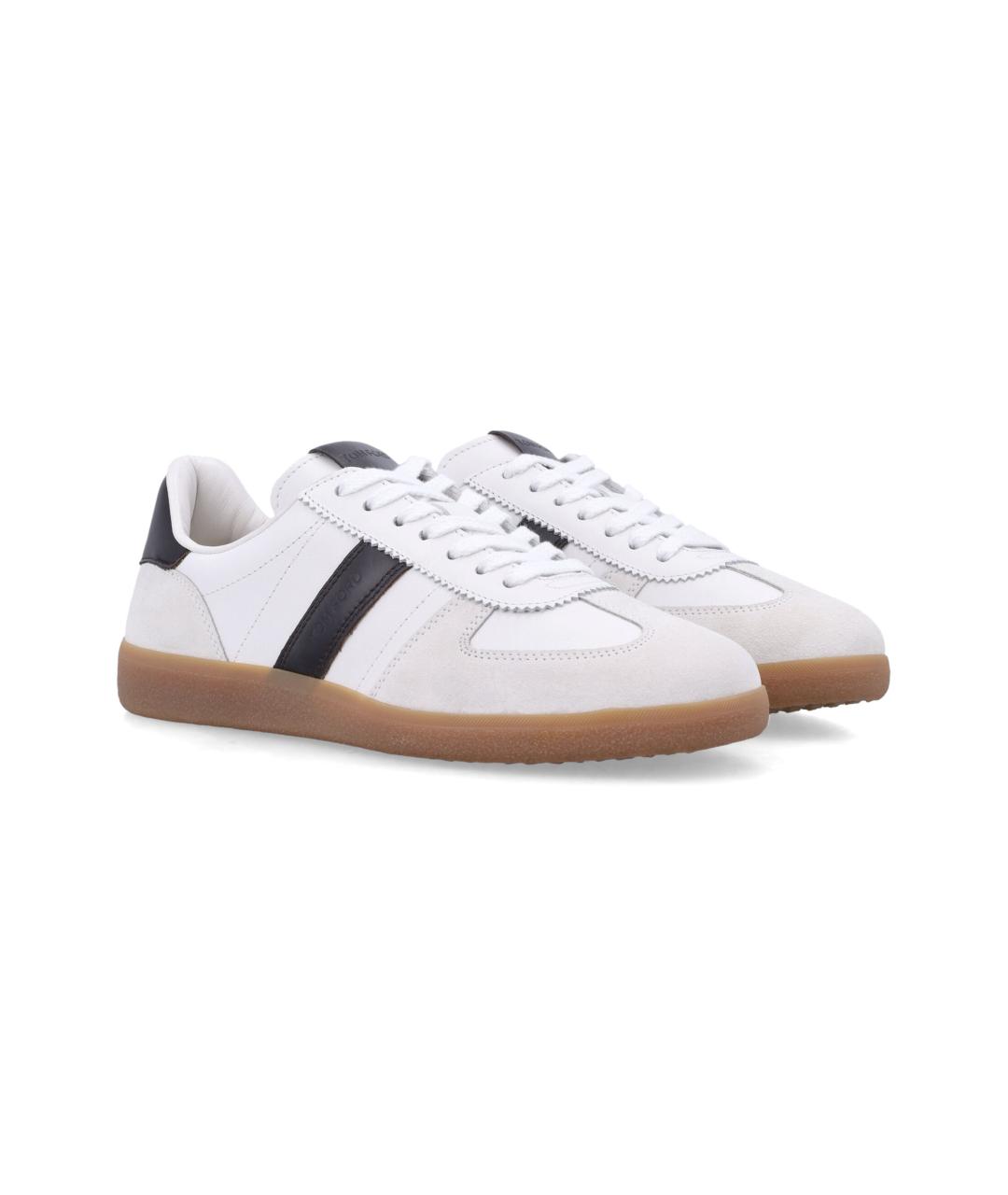 TOM FORD Белые кожаные низкие кроссовки / кеды, фото 2