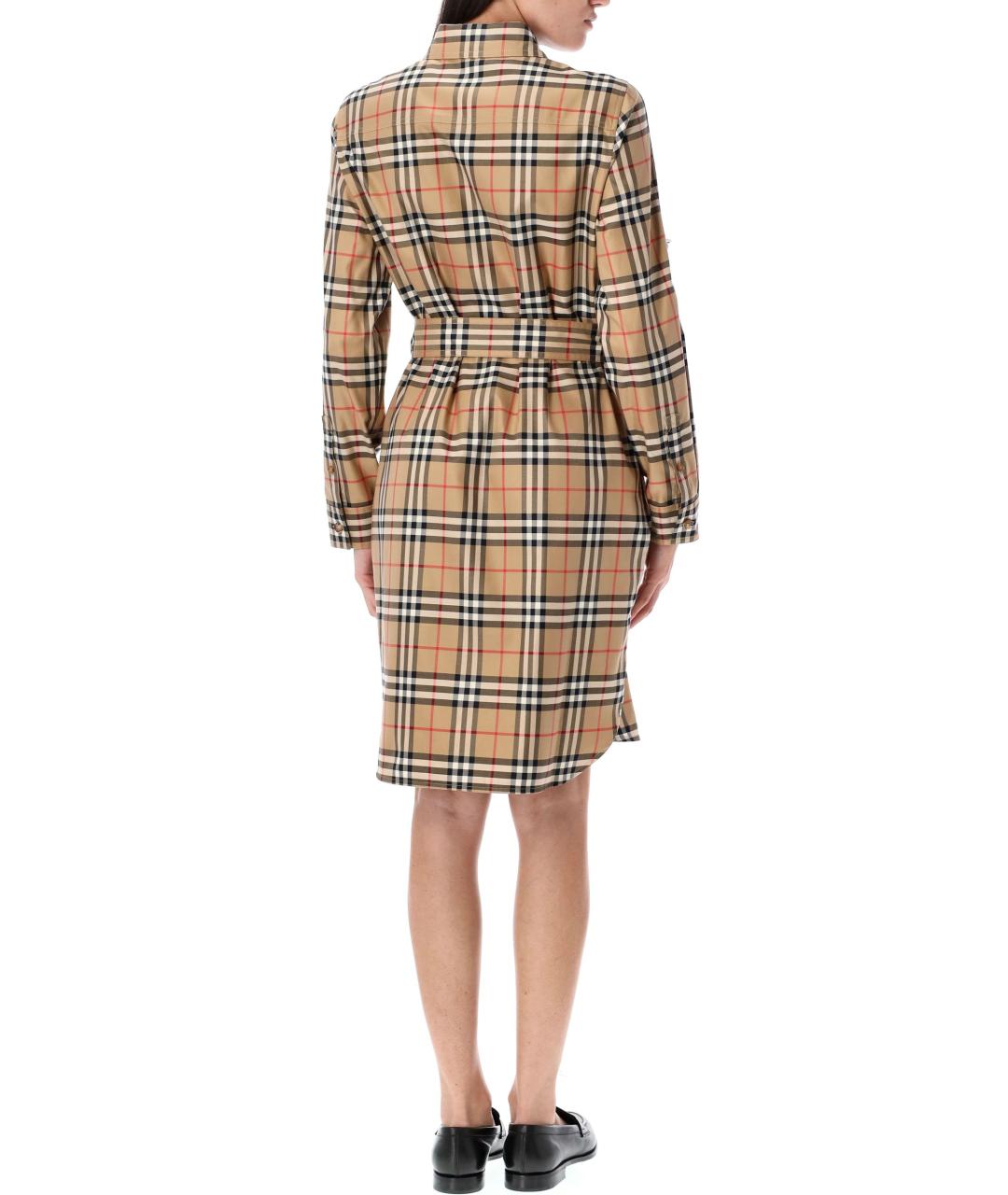 BURBERRY Бежевое хлопковое повседневное платье, фото 3