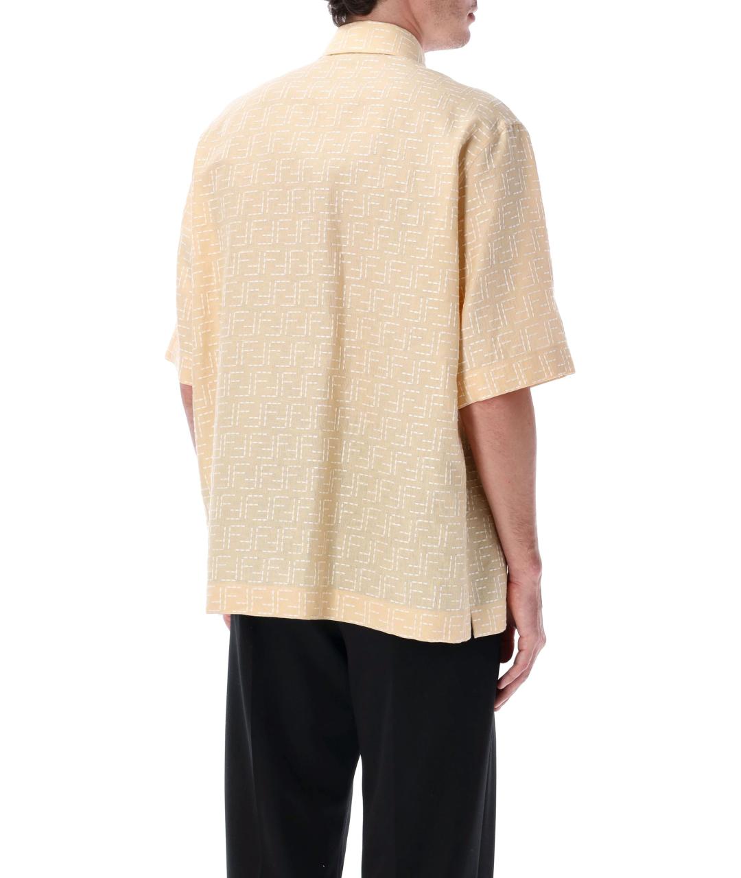 FENDI Бежевая льняная кэжуал рубашка, фото 3