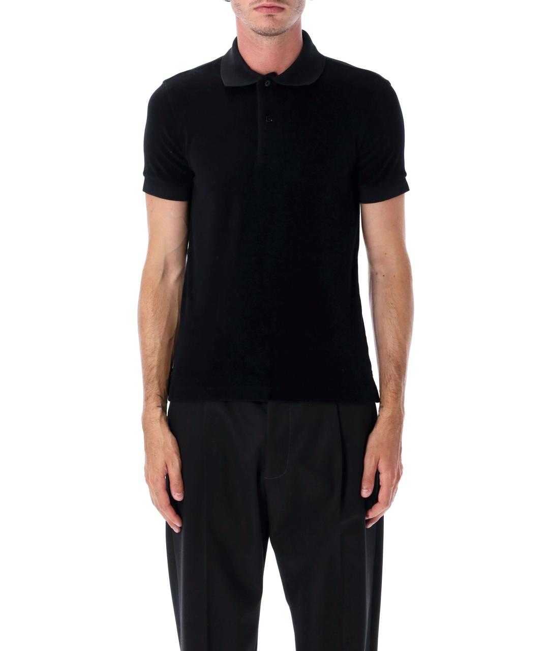 TOM FORD Черное хлопковое поло с коротким рукавом, фото 4
