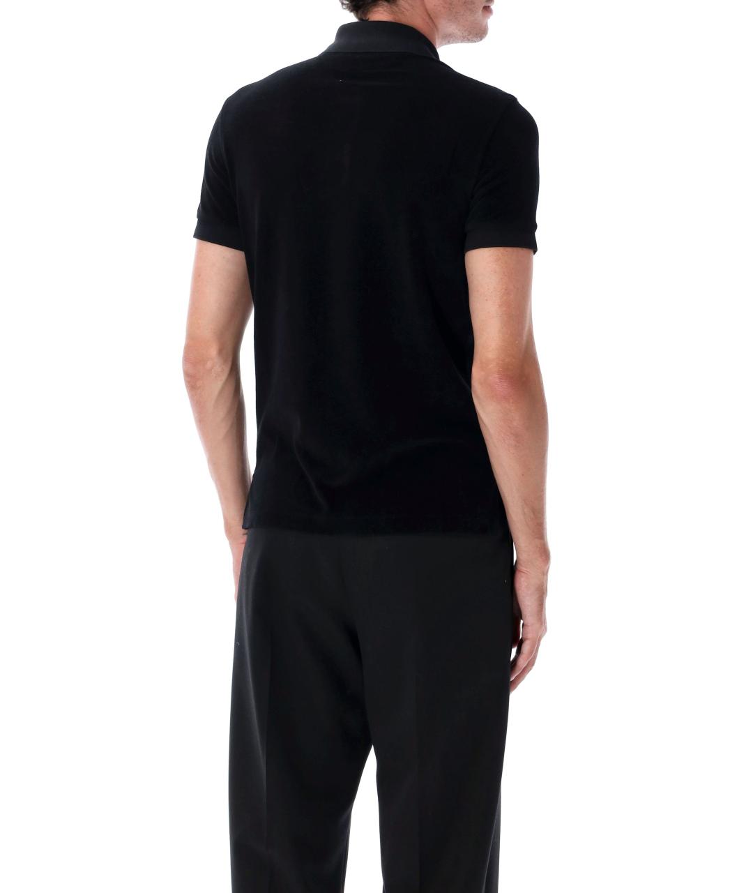 TOM FORD Черное хлопковое поло с коротким рукавом, фото 2