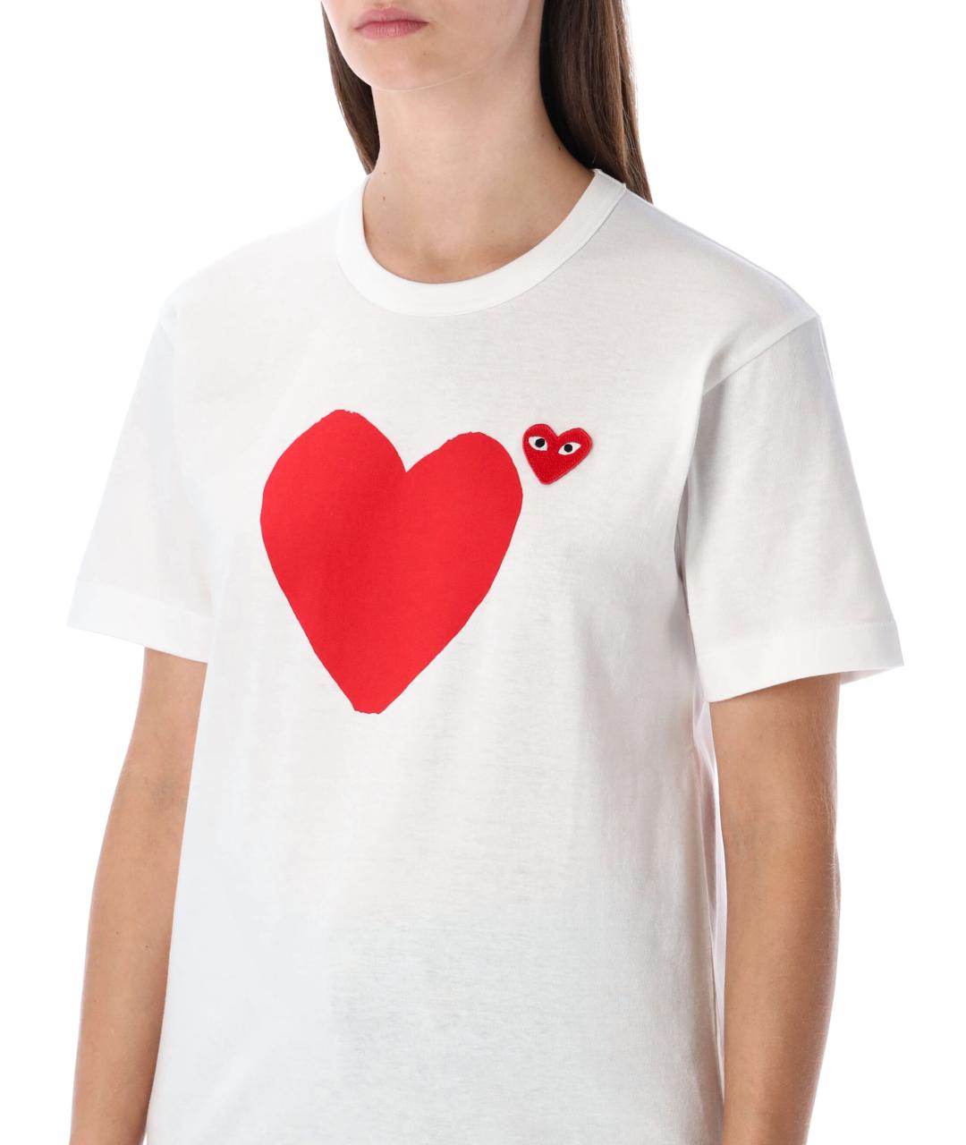 COMME DES GARÇONS PLAY Белая хлопковая футболка, фото 4