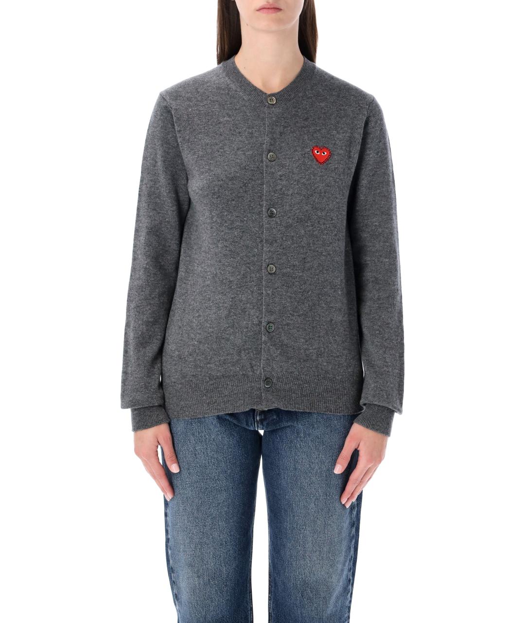 COMME DES GARÇONS PLAY Серый шерстяной кардиган, фото 2