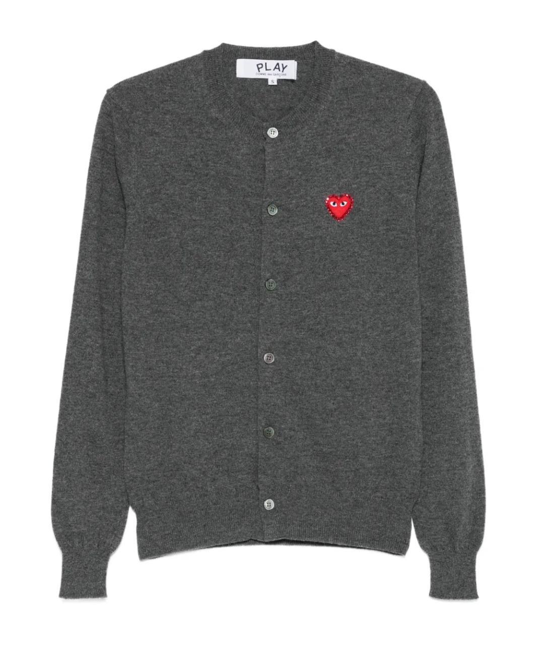 COMME DES GARÇONS PLAY Серый шерстяной кардиган, фото 1
