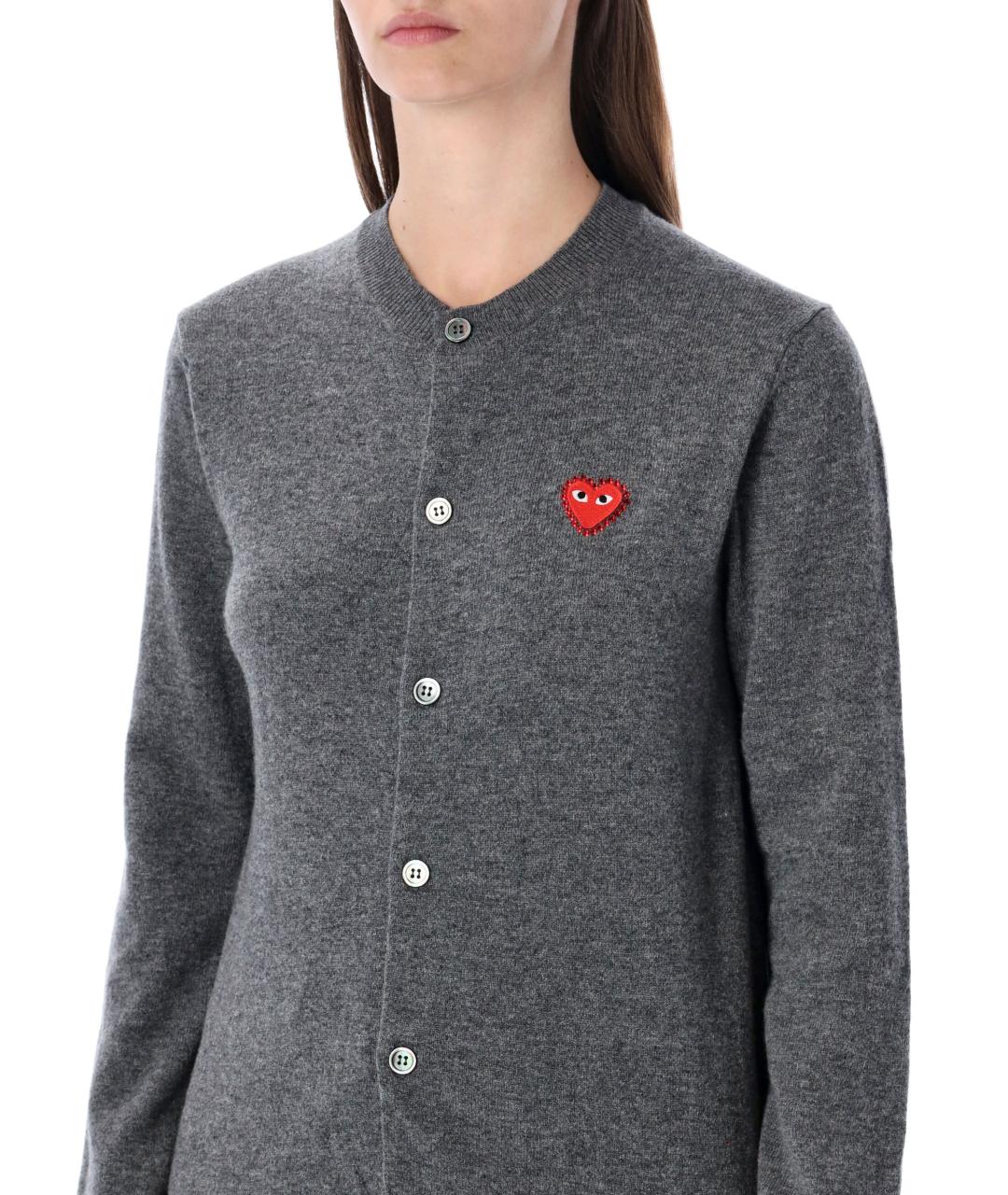 COMME DES GARÇONS PLAY Серый шерстяной кардиган, фото 4