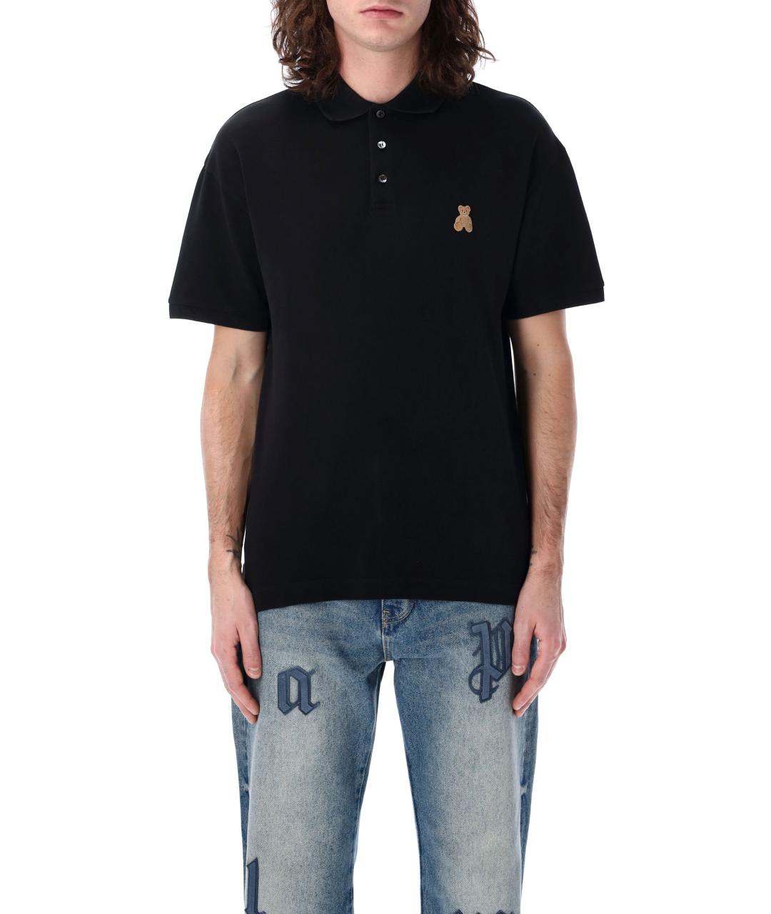 PALM ANGELS Черное хлопковое поло с коротким рукавом, фото 4