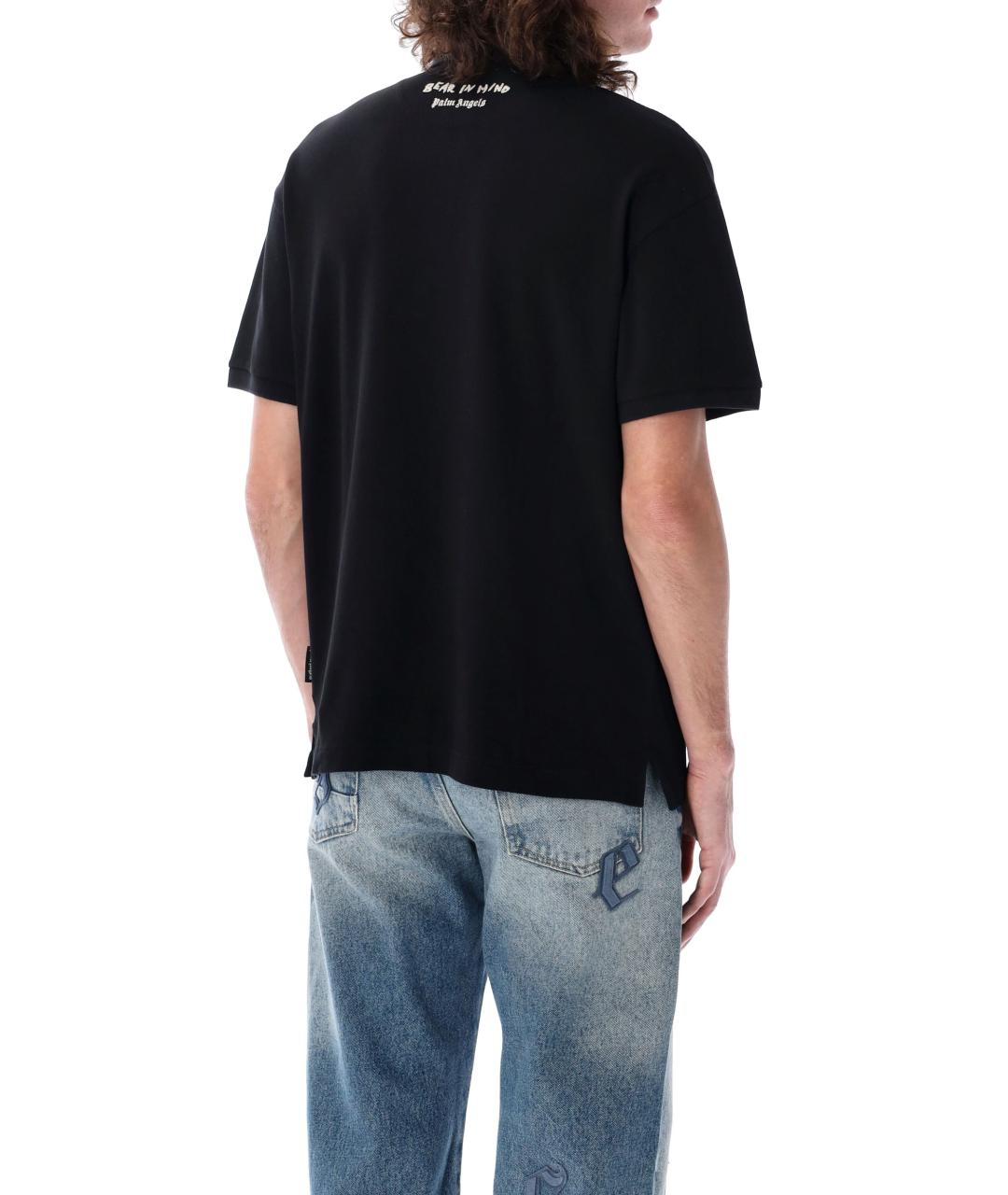 PALM ANGELS Черное хлопковое поло с коротким рукавом, фото 2