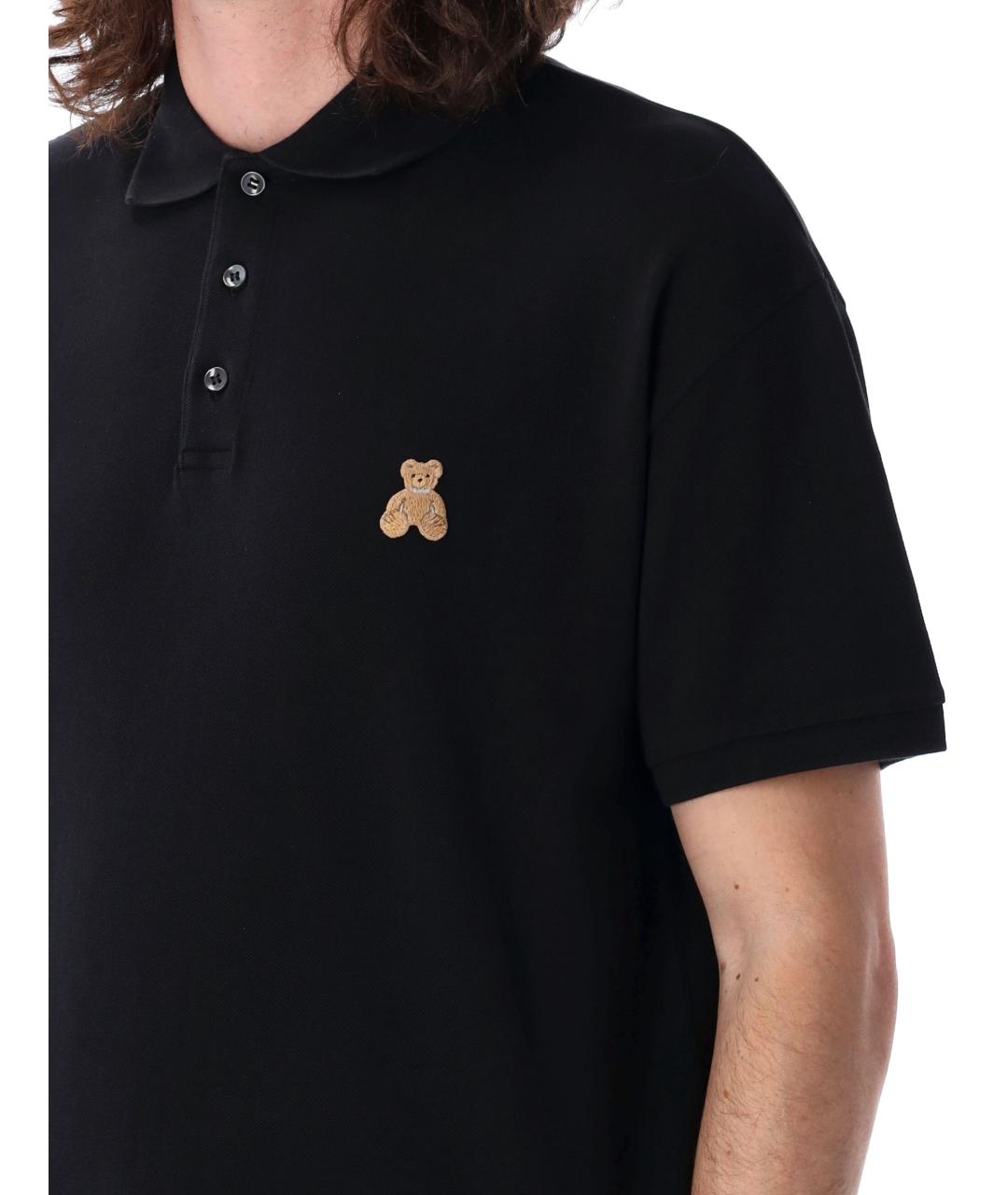 PALM ANGELS Черное хлопковое поло с коротким рукавом, фото 3