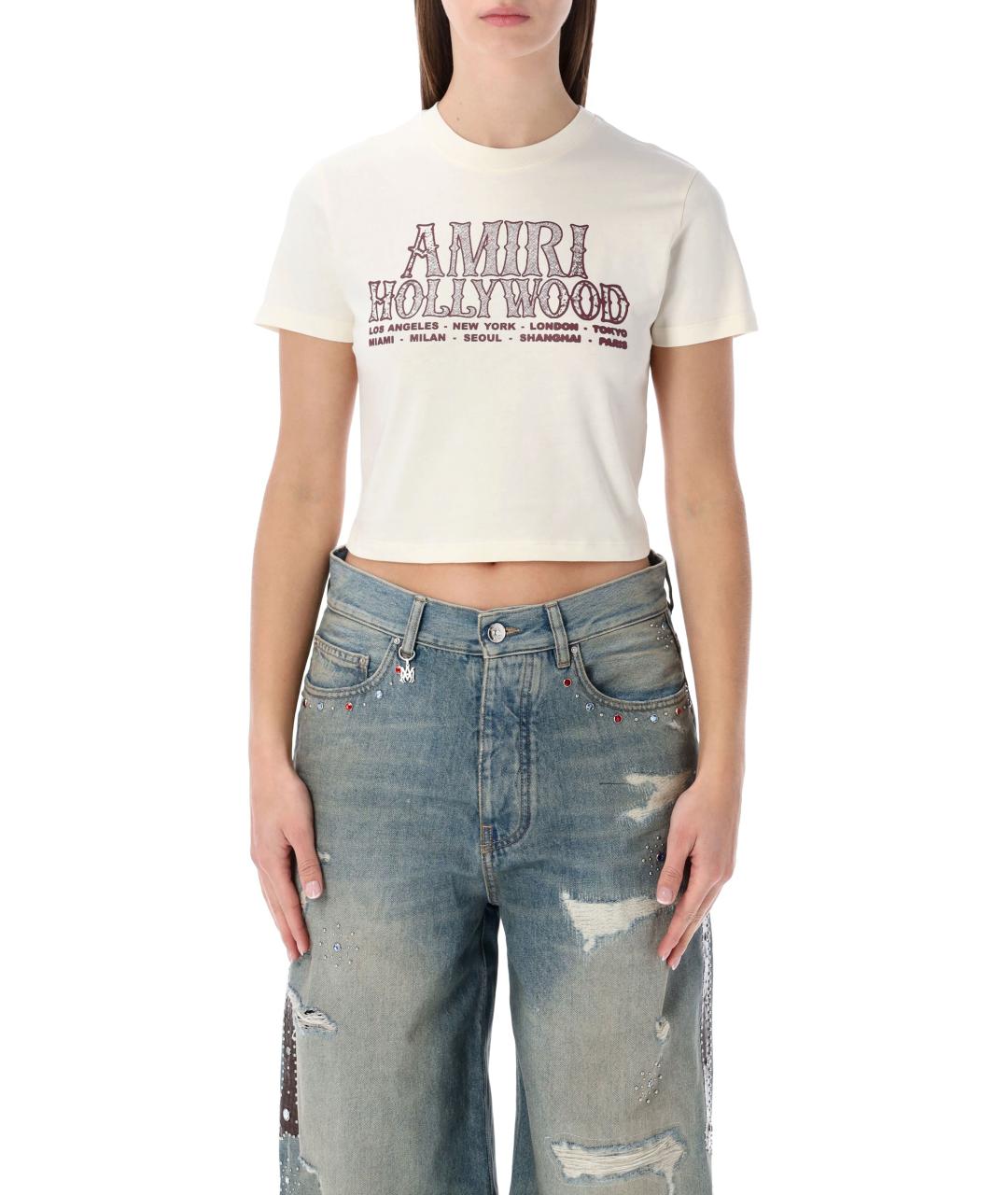 AMIRI Бежевая хлопковая футболка, фото 2