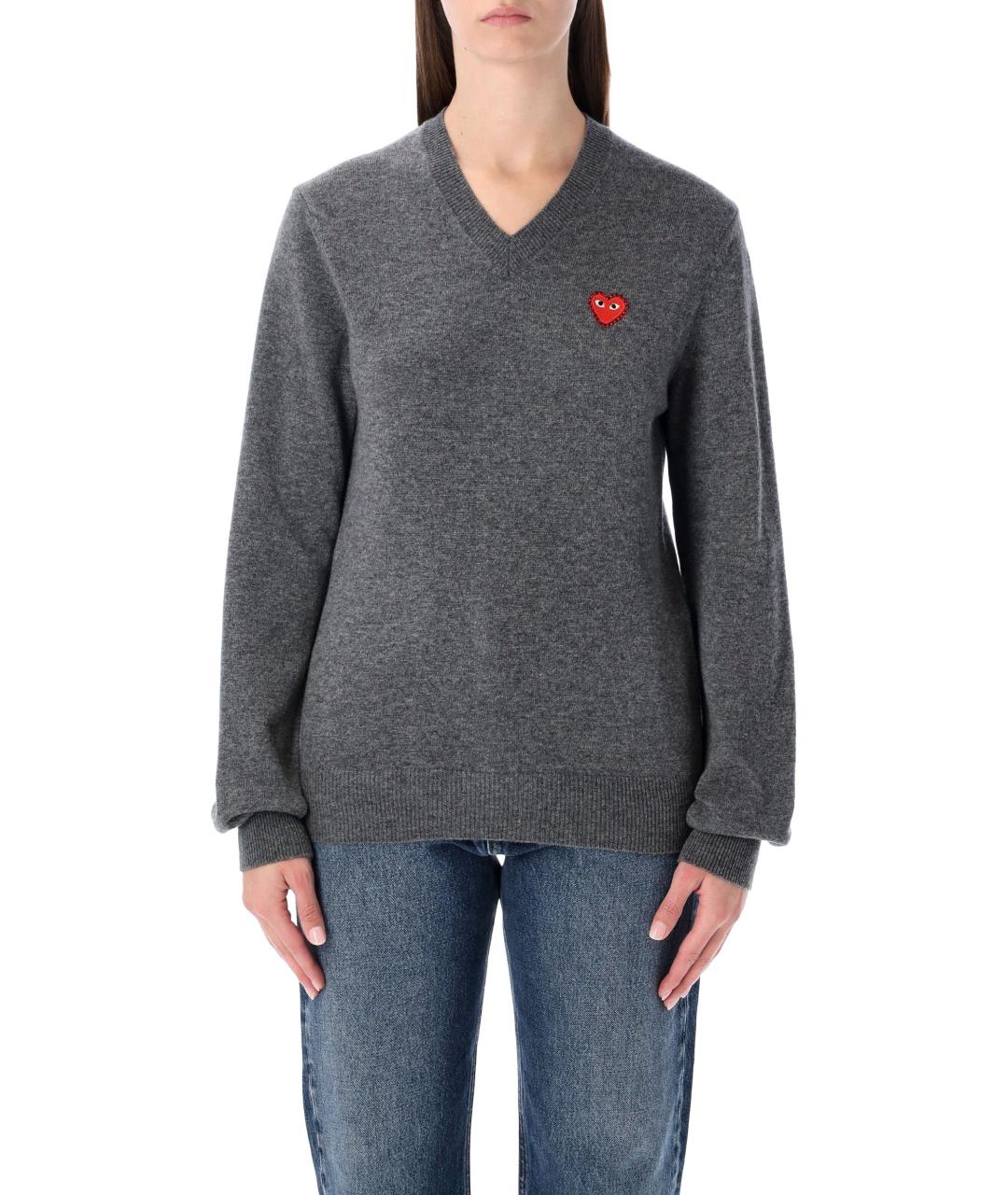 COMME DES GARÇONS PLAY Серый шерстяной джемпер / свитер, фото 2