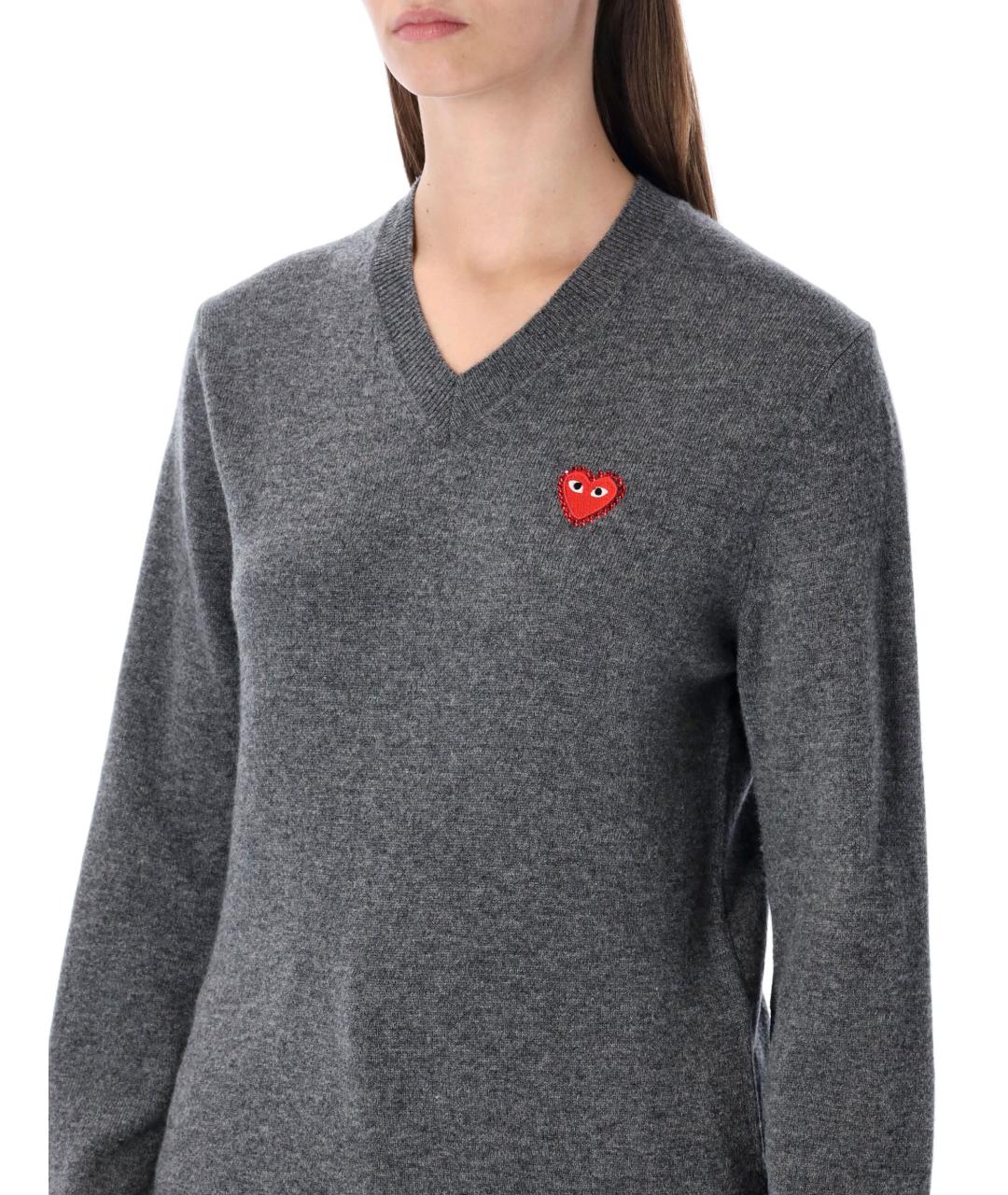 COMME DES GARÇONS PLAY Серый шерстяной джемпер / свитер, фото 4