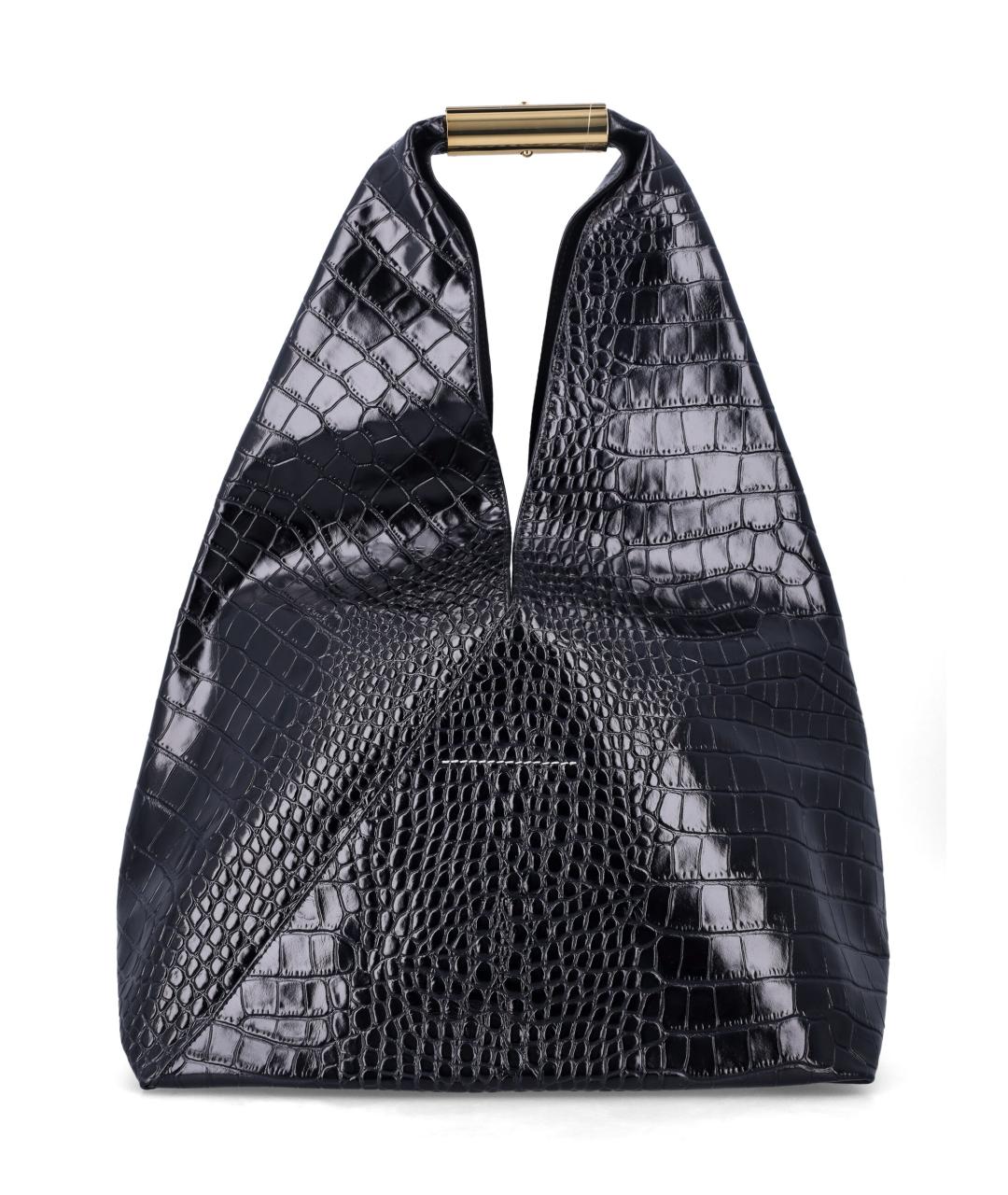 MM6 MAISON MARGIELA Черная кожаная сумка тоут, фото 3