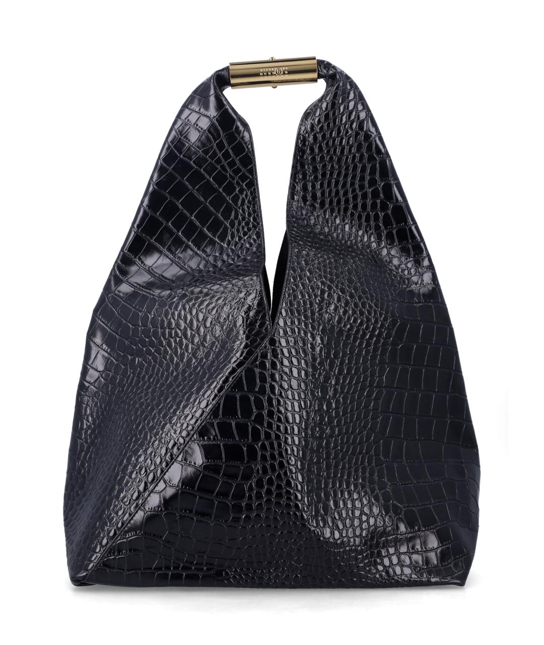 MM6 MAISON MARGIELA Черная кожаная сумка тоут, фото 1