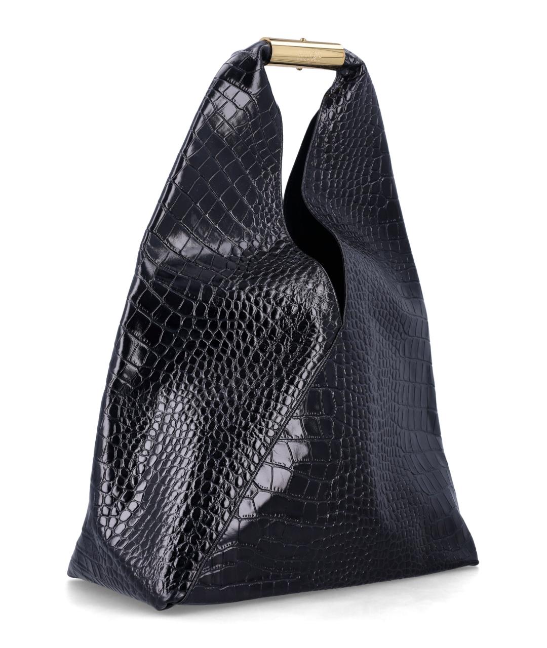 MM6 MAISON MARGIELA Черная кожаная сумка тоут, фото 2