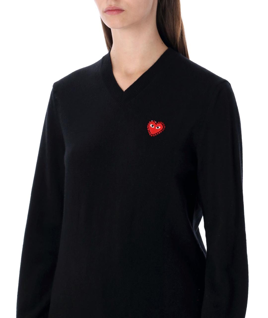 COMME DES GARÇONS PLAY Черный шерстяной джемпер / свитер, фото 4