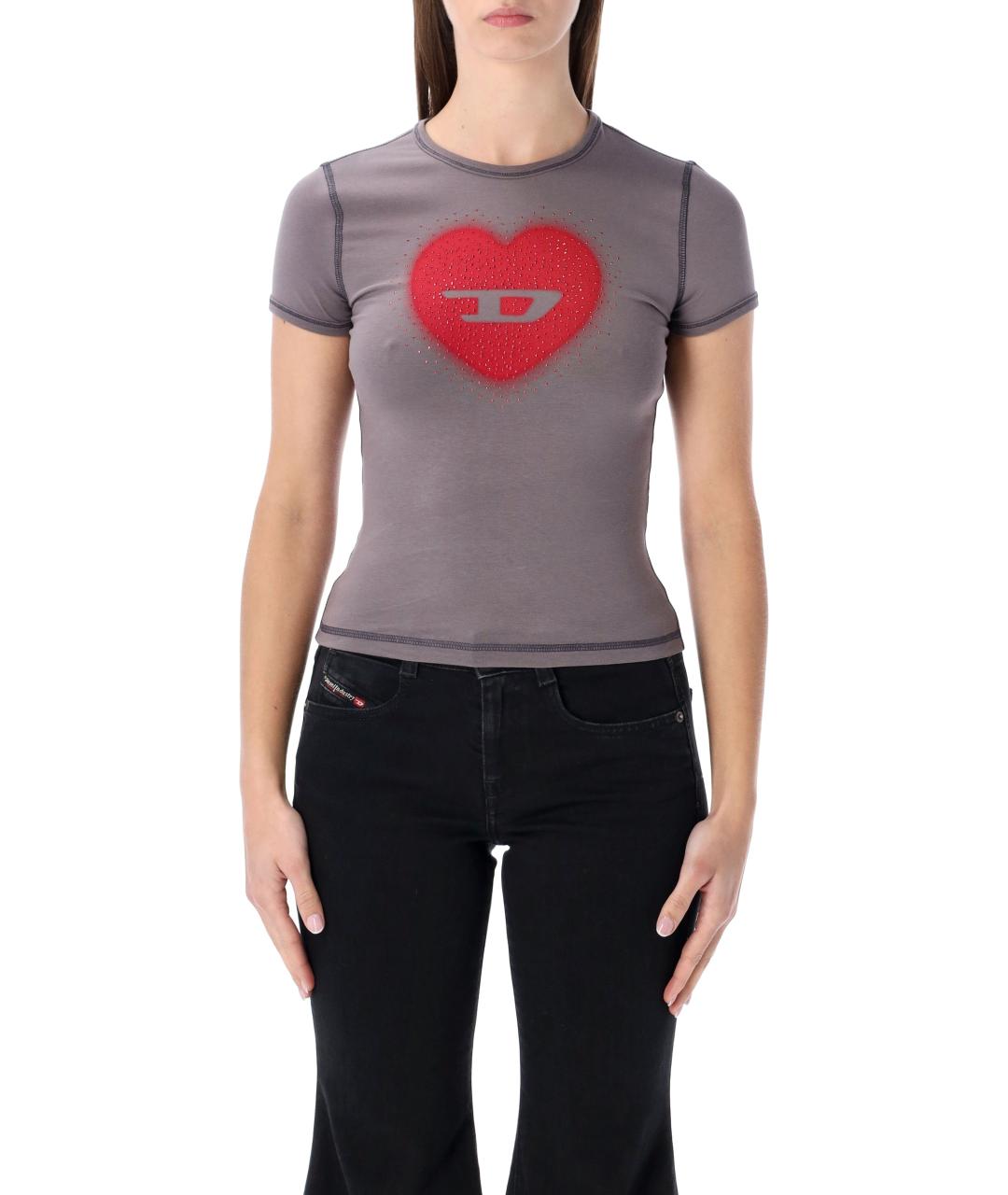 DIESEL Серая хлопковая футболка, фото 4