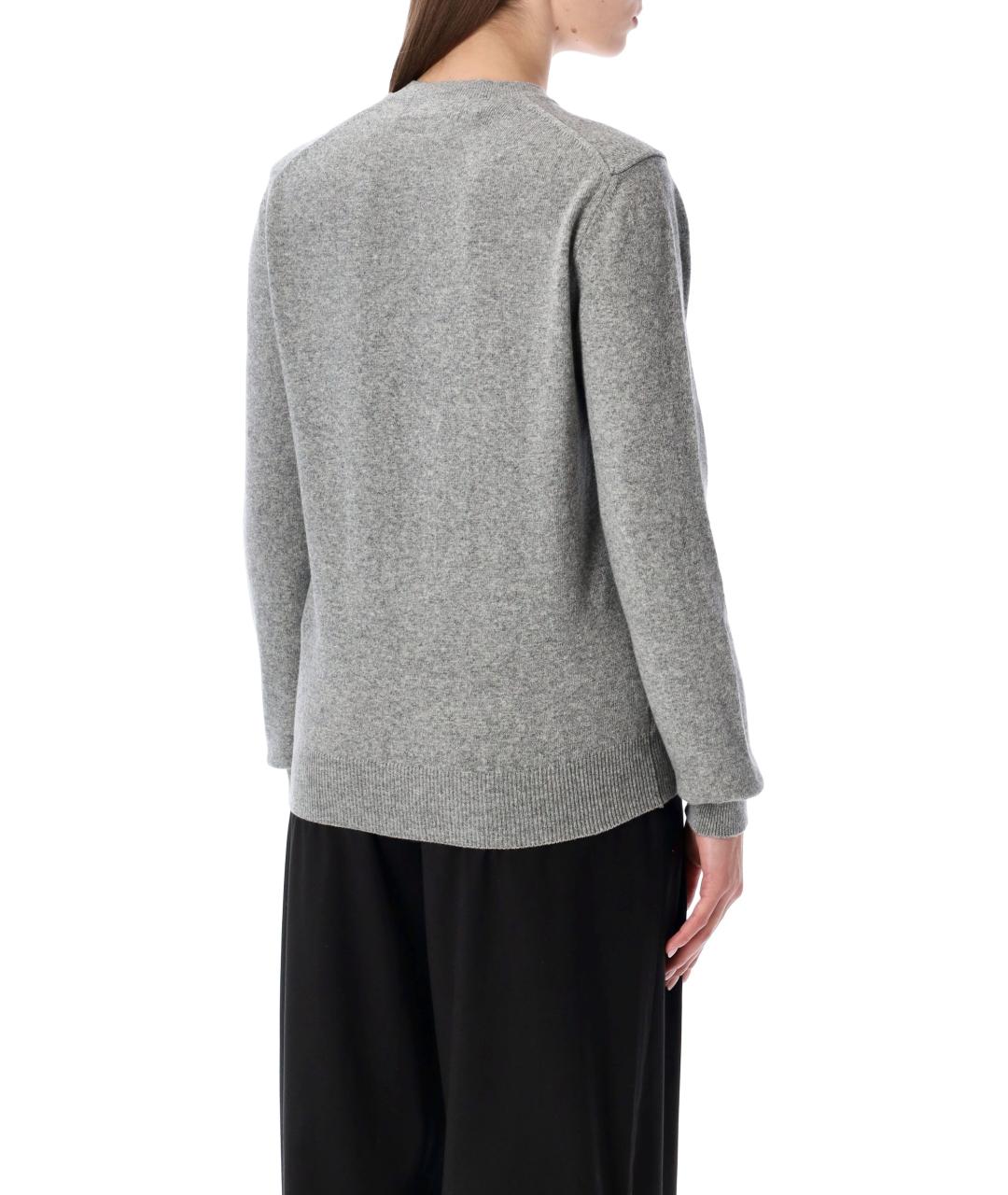 COMME DES GARÇONS PLAY Серый шерстяной кардиган, фото 2
