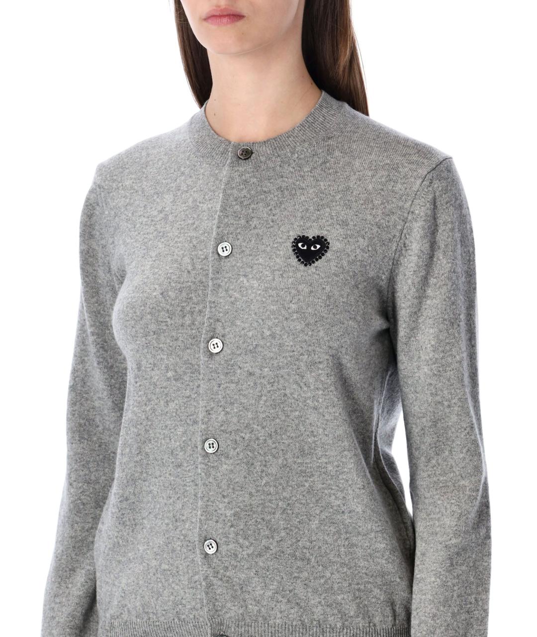 COMME DES GARÇONS PLAY Серый шерстяной кардиган, фото 3