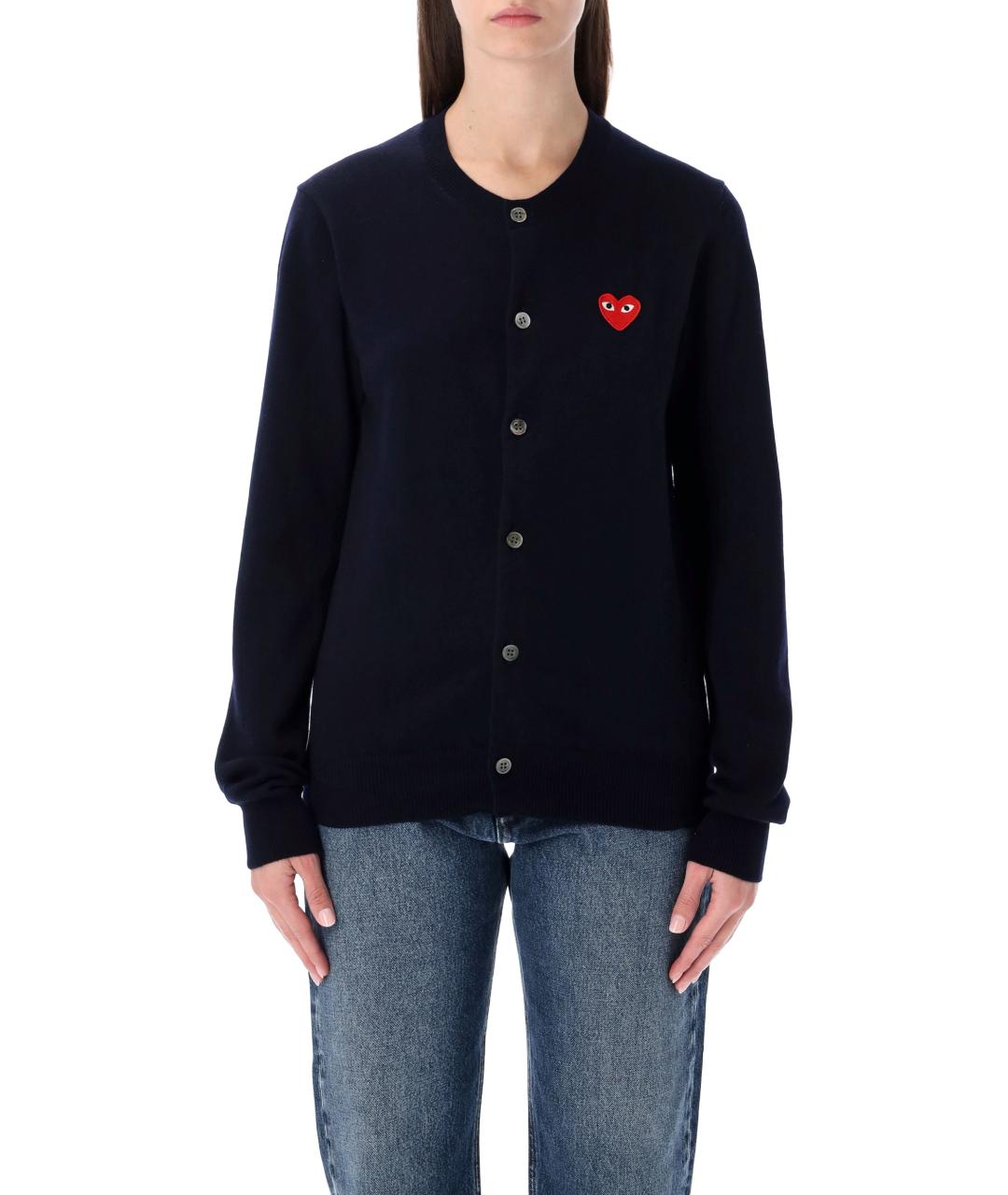 COMME DES GARÇONS PLAY Темно-синий шерстяной кардиган, фото 2