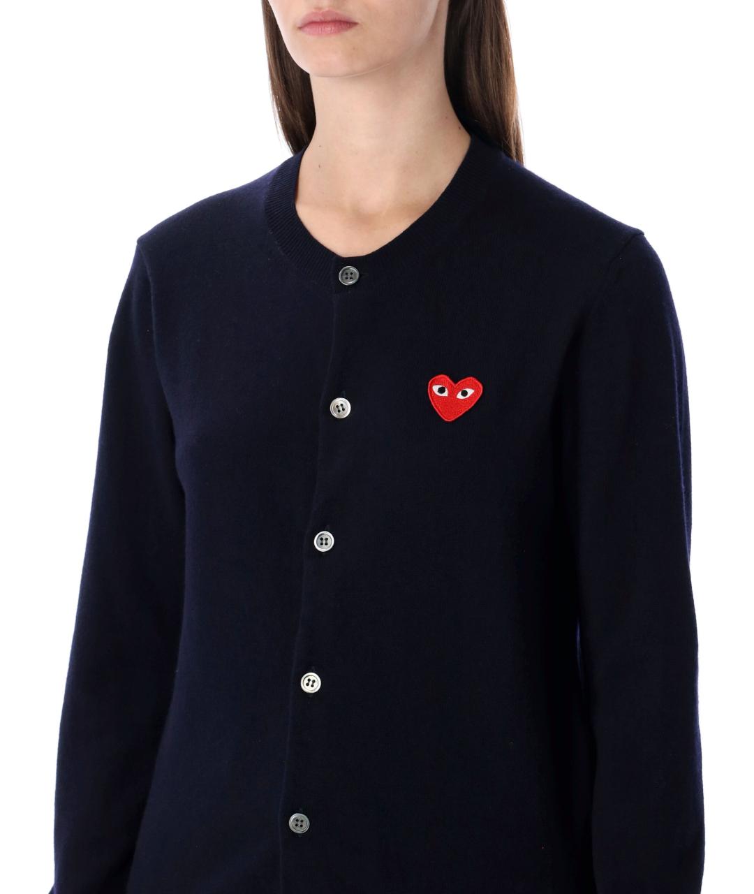 COMME DES GARÇONS PLAY Темно-синий шерстяной кардиган, фото 4