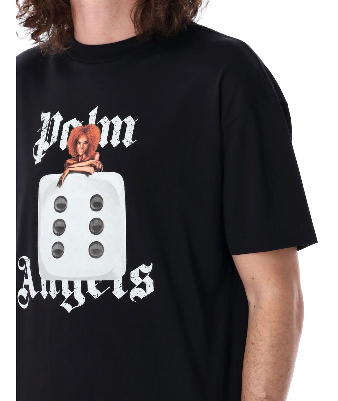 PALM ANGELS Черная хлопковая футболка, фото 4